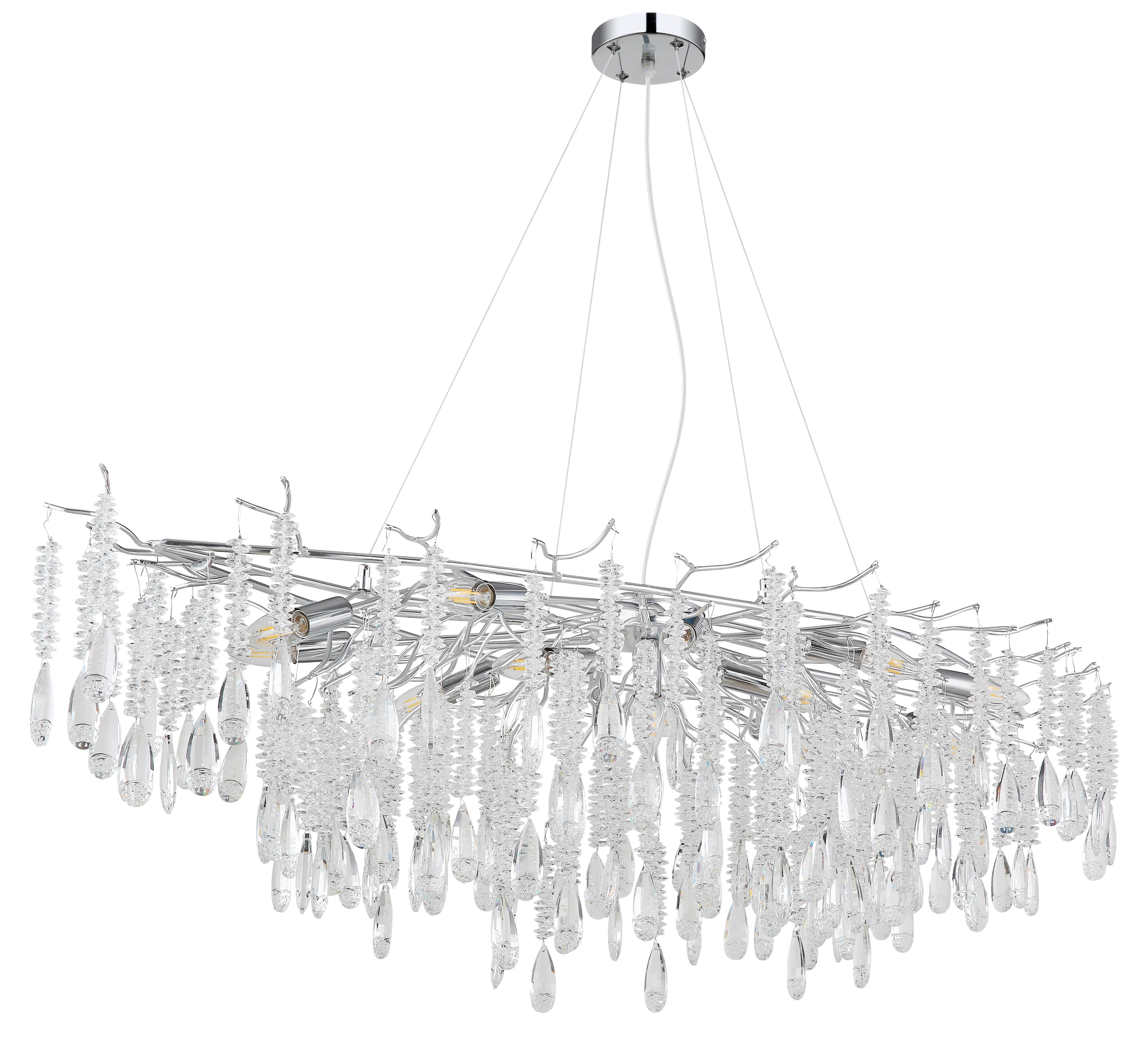 Hängeleuchte Exkl. 14xe14, 40w - Klar/Transparent, KONVENTIONELL, Glas/Kunststoff (150/60/120cm) - Globo