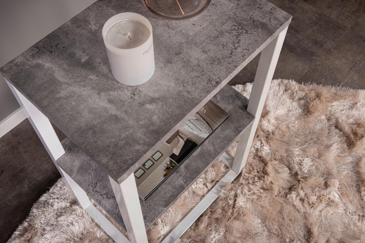 Nachttisch Rise - Weiß/Grau, Design, Holzwerkstoff/Metall (30/68/30cm) - Livetastic