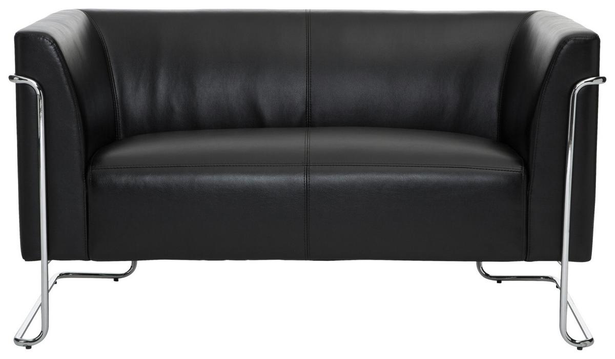 2-sitzer-sofa Curacao Mit Armlehnen, Schwarz Lederlook - Silberfarben/Schwarz, MODERN, Textil (130/71/74cm) - MID.YOU
