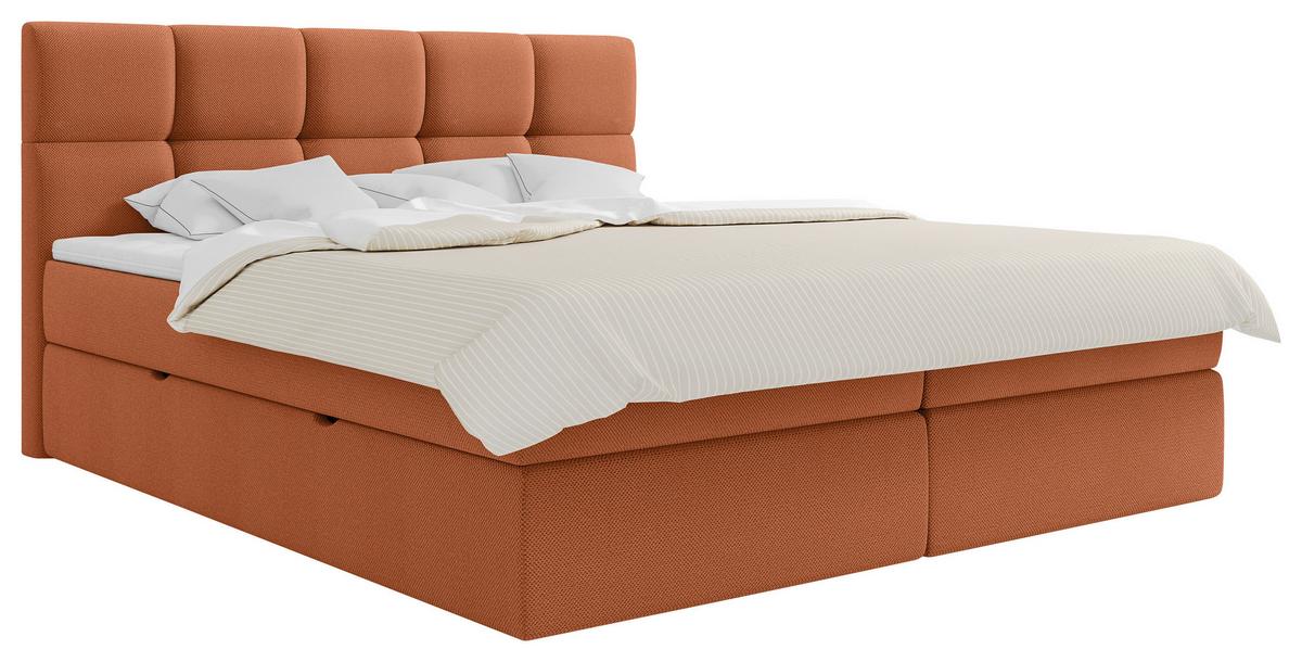 Boxbett Mit Topper & Bettkasten 140x200 Lorie - Rostfarben/Schwarz, MODERN, Holz/Holzwerkstoff (140/200cm) - MID.YOU