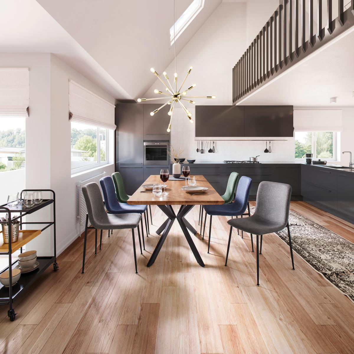 Jídelní židle NELE šedá - šedá/černá, Moderní, kov/dřevo (43/83/56cm) - P & B