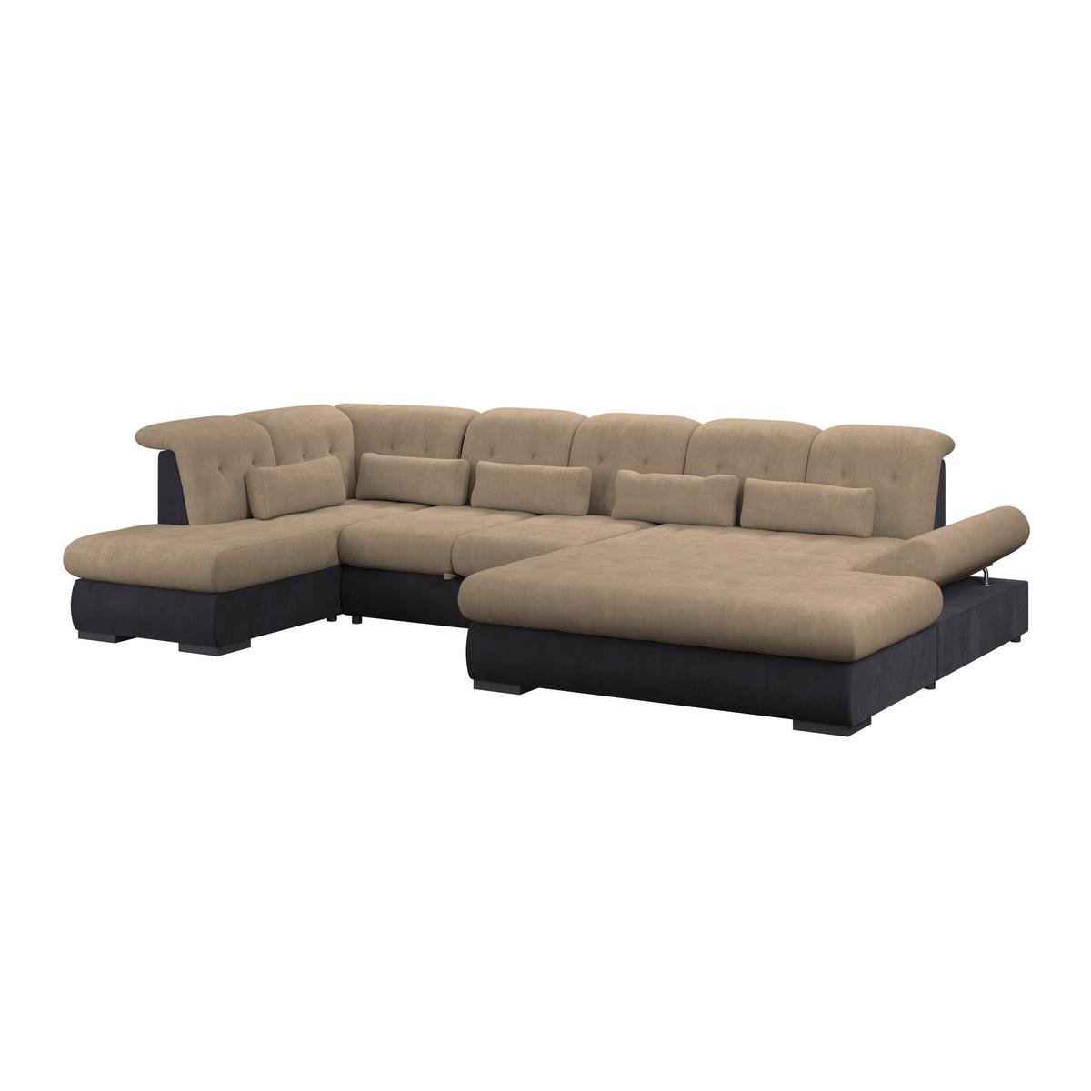 Wohnlandschaft Madera Mit Schlaffunktion Dunkelbraun - Dunkelbraun/Anthrazit, KONVENTIONELL, Kunststoff/Textil (212/358/190cm)