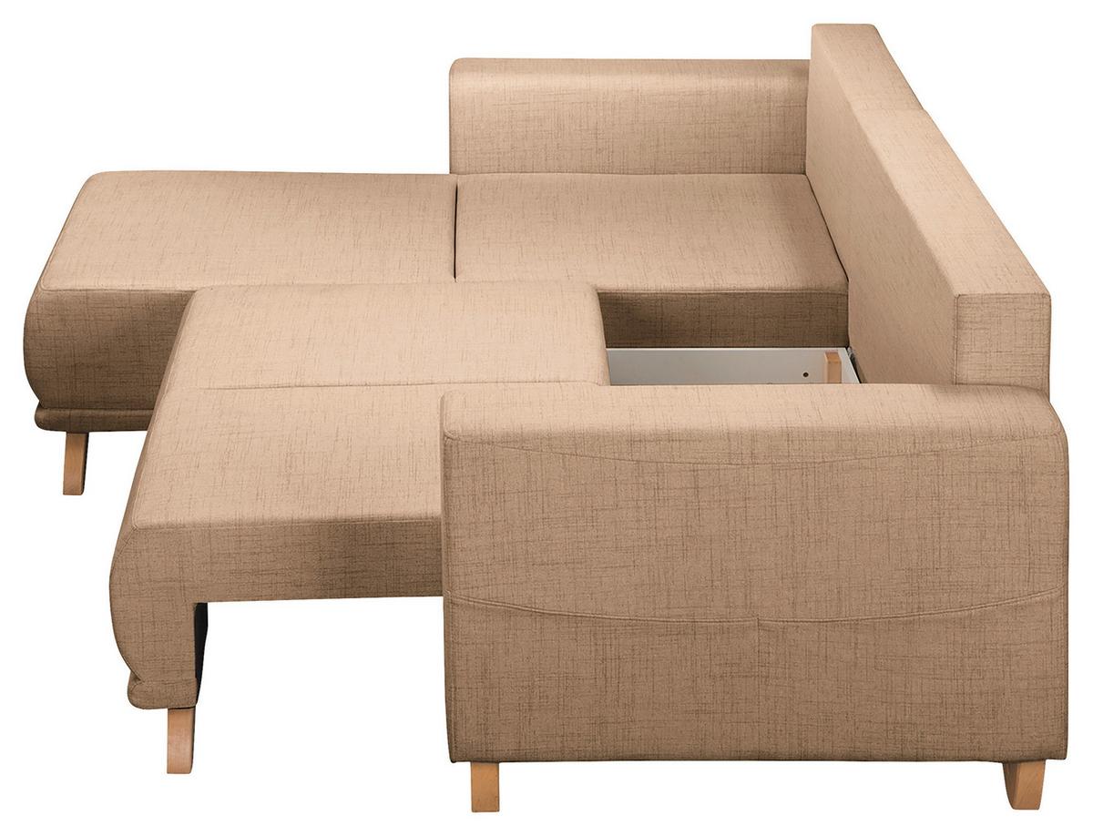 Ecksofa Bella Beige S: 257x174 cm - Wengefarben/Beige, Design, Textil (257/174cm) - Livetastic