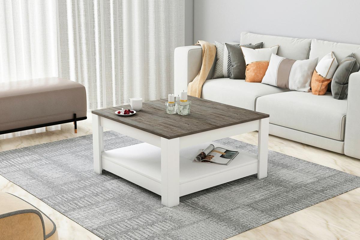 KONFERENČNÝ STOLÍK ATHENA - biela/tmavý dub, Design, kompozitné drevo (89/89/45cm) - Livetastic