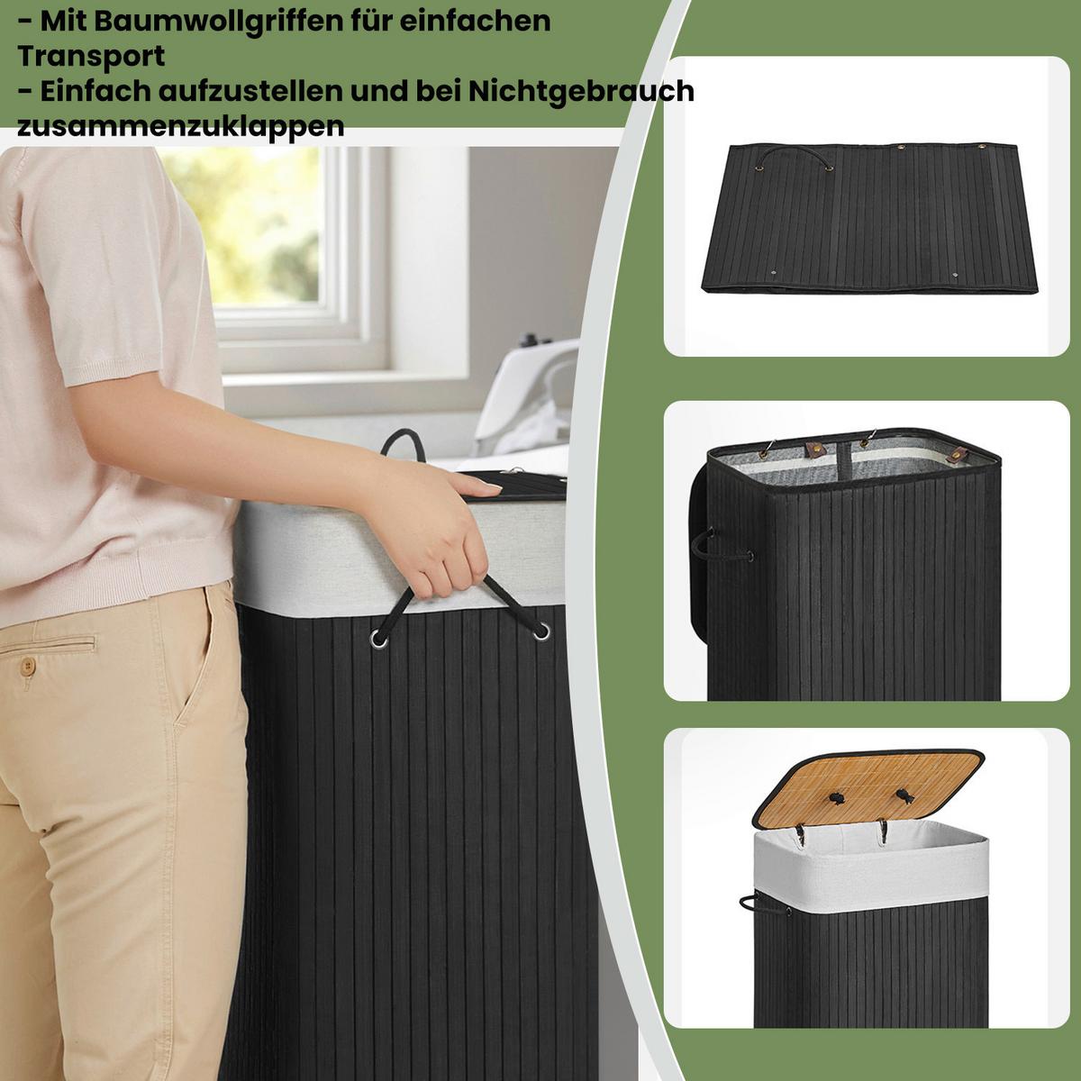 Wäschekorb Schwarz B: 40 Cm - Schwarz, Basics, Naturmaterialien/Holzwerkstoff (40/60/30cm)