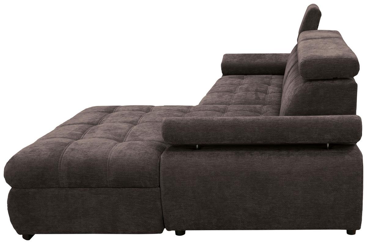 Rohová sedačka VEGAS, pravá, tmavě hnědá žinylka - tmavě hnědá/černá, Design, dřevo/textil (294/173cm)