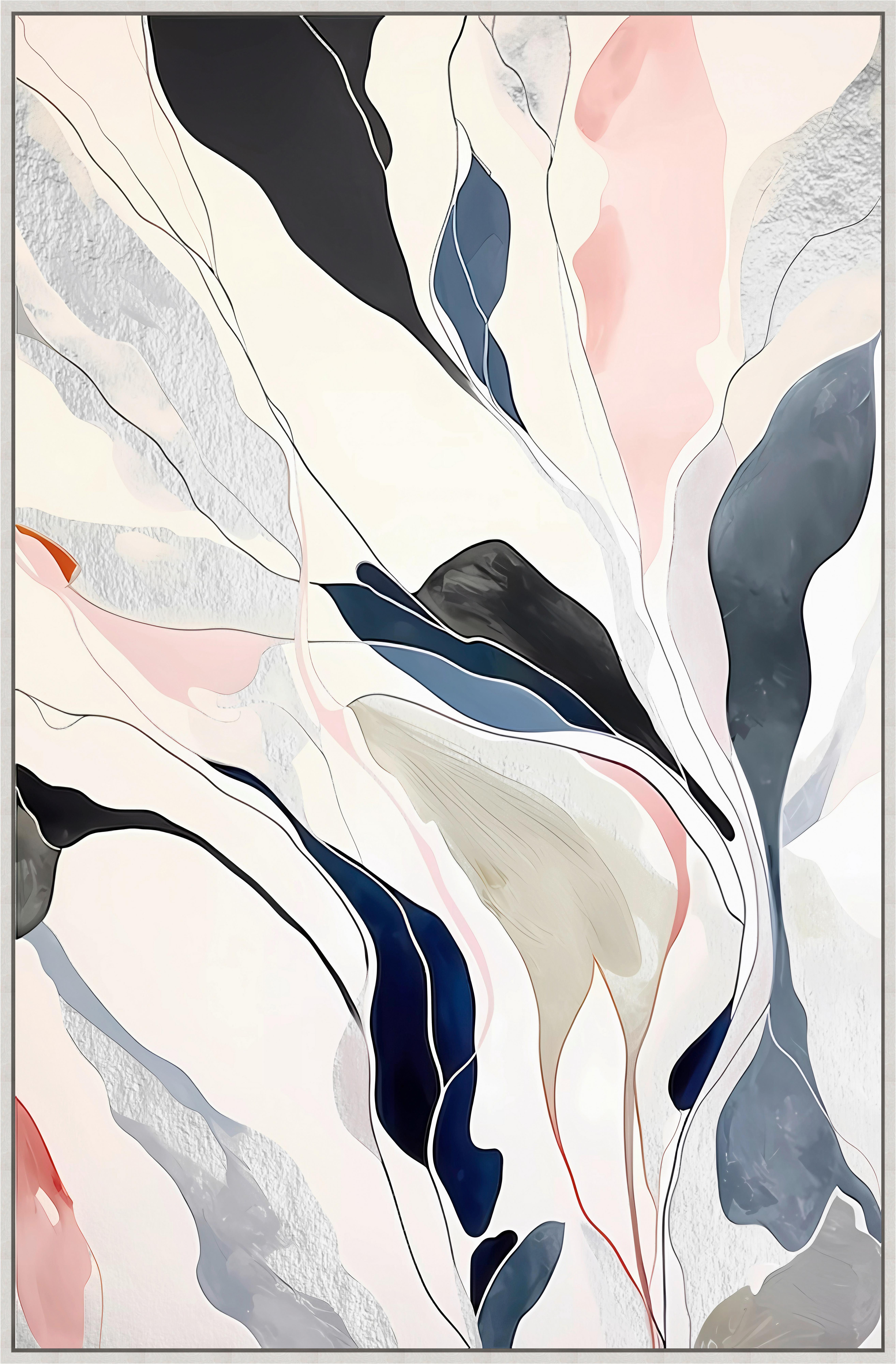 Obraz na plátně LOTTA, 60x90cm - bílá/modrá, Moderní, kompozitní dřevo/textil (60/90cm) - Premium Living