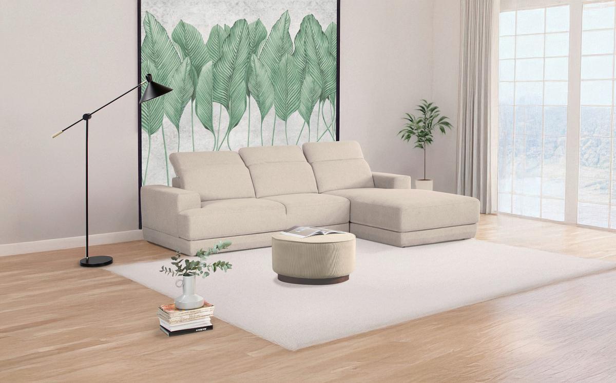 Ecksofa Frans Beige S: 204 cm - Beige/Schwarz, Design, Textil (204/293cm) - MID.YOU