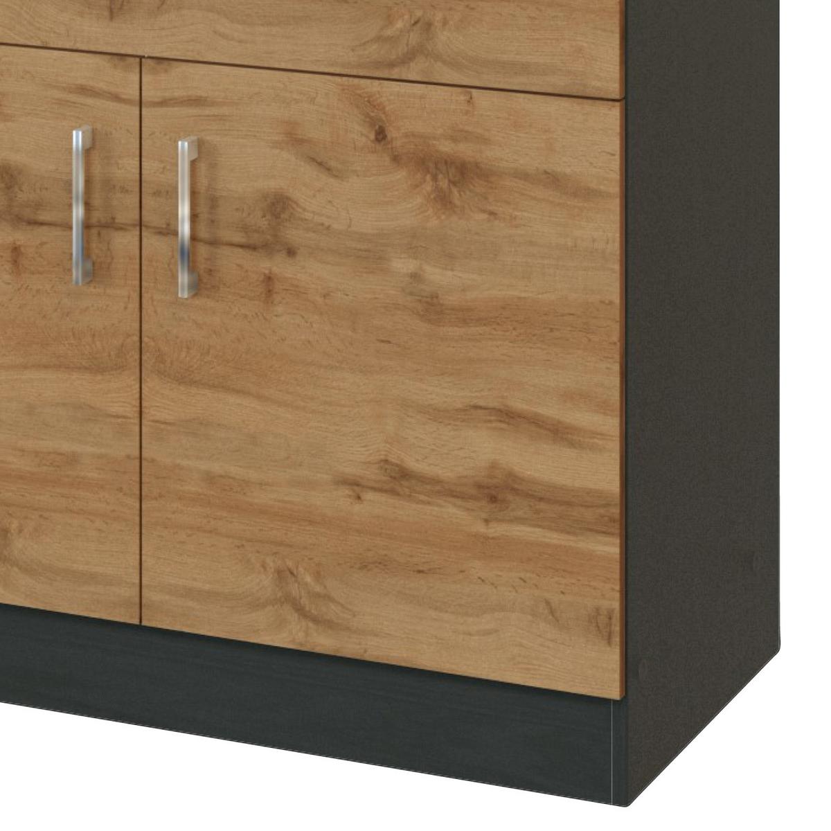 Küchenzeile Sorrento ohne Geräte B: 210 cm Eichefarben - Schieferfarben/Eiche Wotan, MODERN, Holzwerkstoff (210cm) - Held