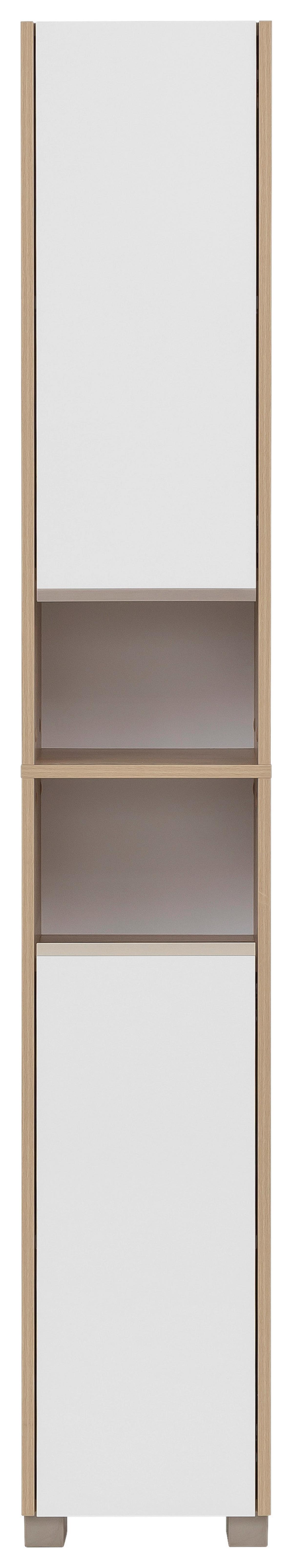 Hochschrank Juba H 300 - Eichefarben/Weiß, MODERN, Holzwerkstoff (30,3/186,5/33,1cm) - MID.YOU