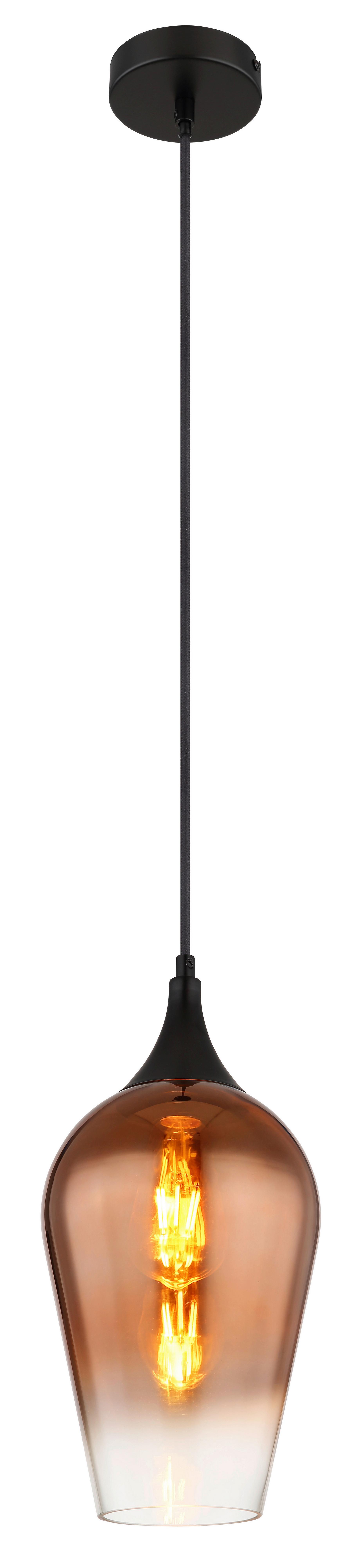 ZÁVESNÉ SVIETIDLO LAVUS, medená - čierna/medená, Design, kov/sklo (18/120cm) - Globo