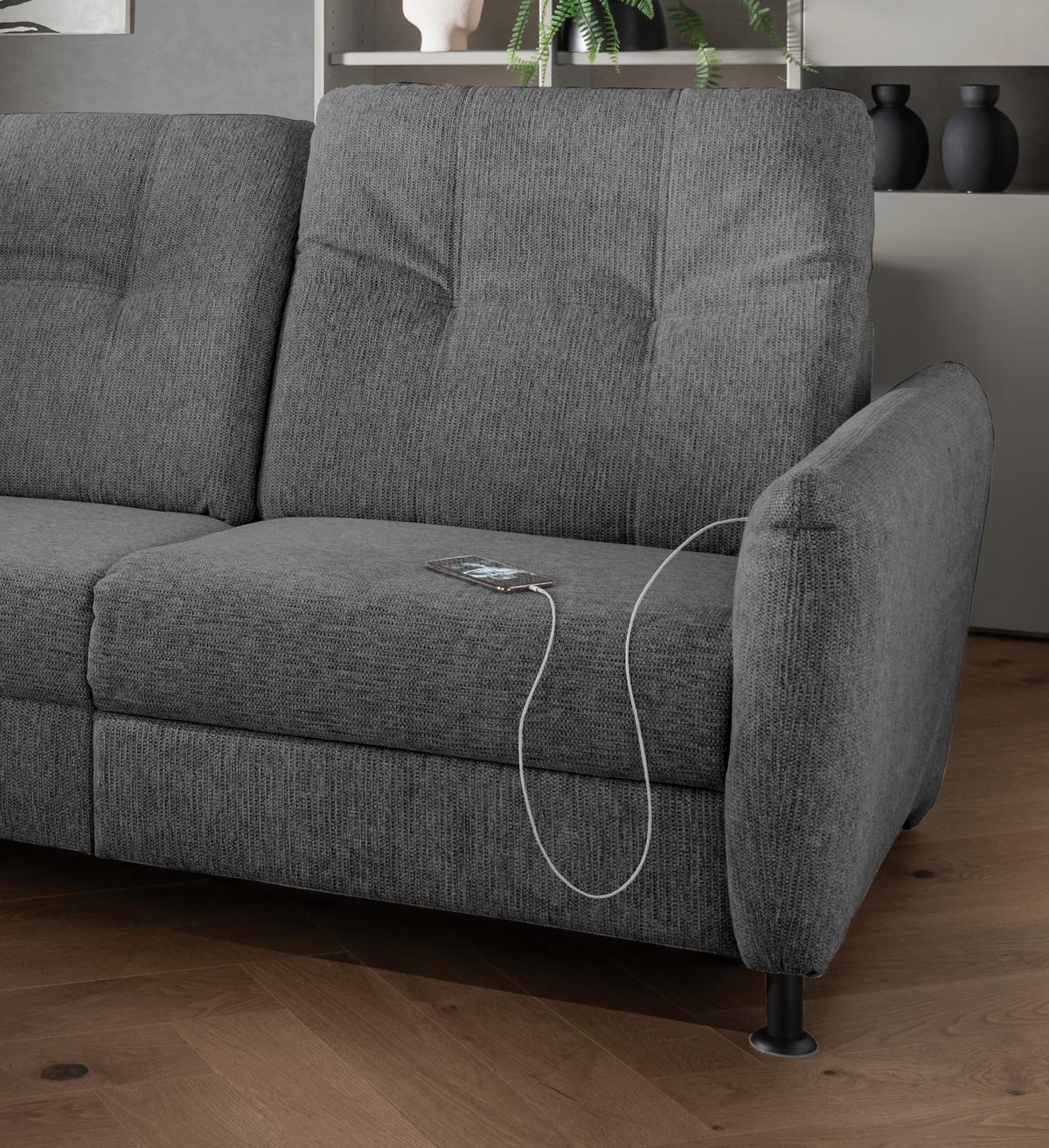 Ecksofa Minori Chenille Anthrazit, S: 198x270 cm - Anthrazit/Schwarz, MODERN, Textil (198/270cm) - Livetastic
