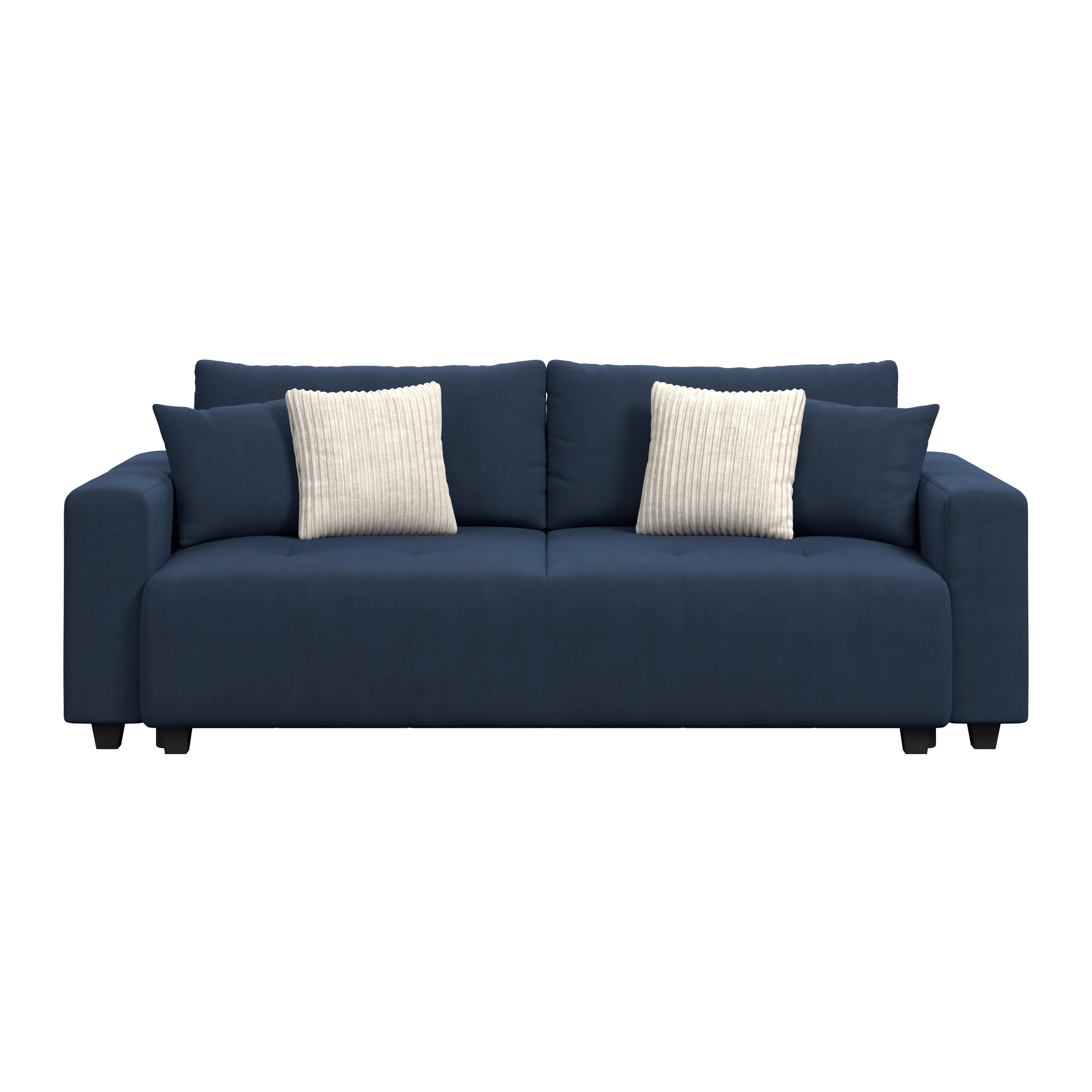Ecksofa mit Bettfunktion Lily Velours blau, 240x119cm - Blau/Schwarz, Trend, Holz/Holzwerkstoff (240/119cm) - Luca Bessoni