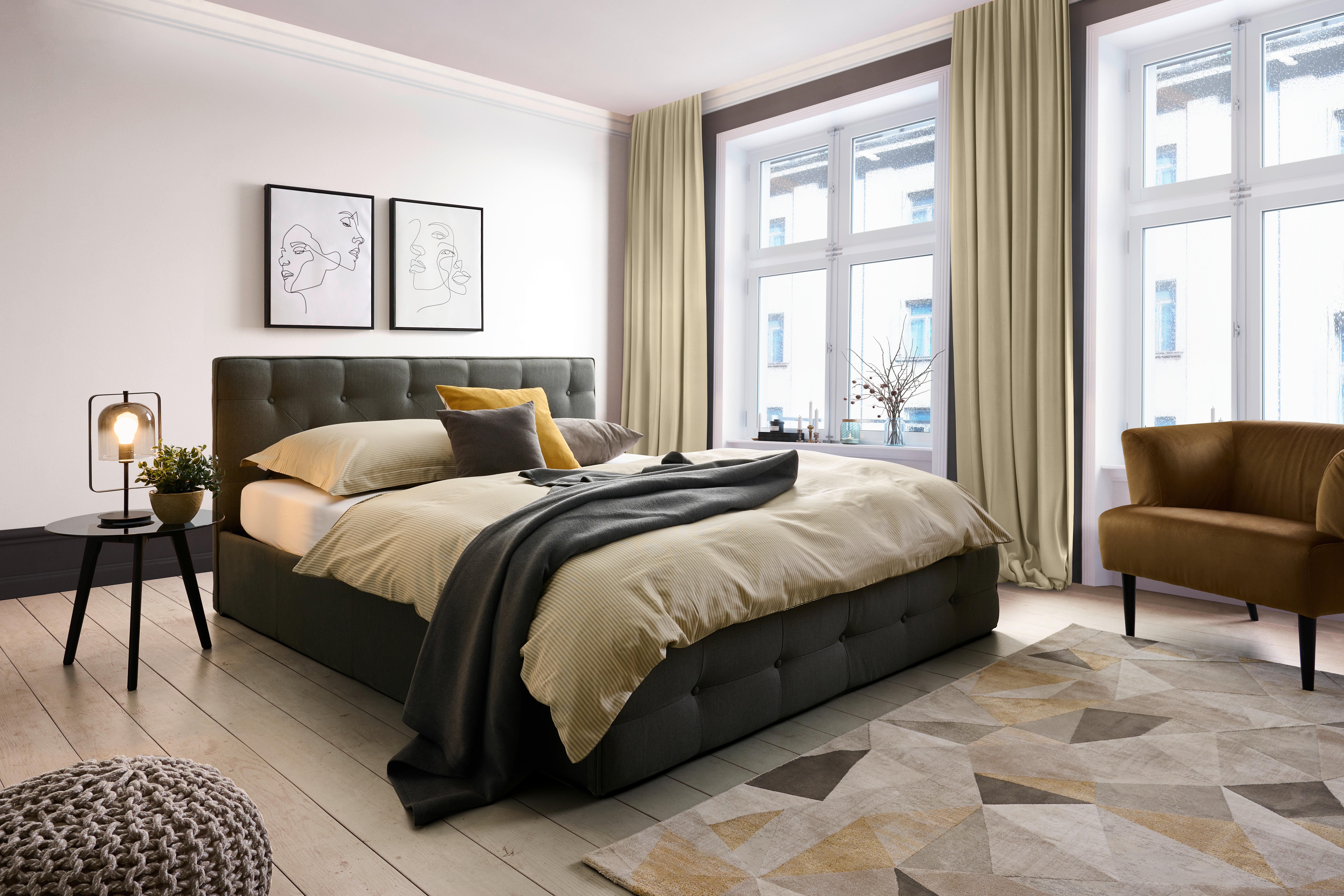 Polsterbett Padua Dunkelgrau 180x200 cm - Dunkelgrau, MODERN, Holz/Textil (180/200cm) - Carryhome