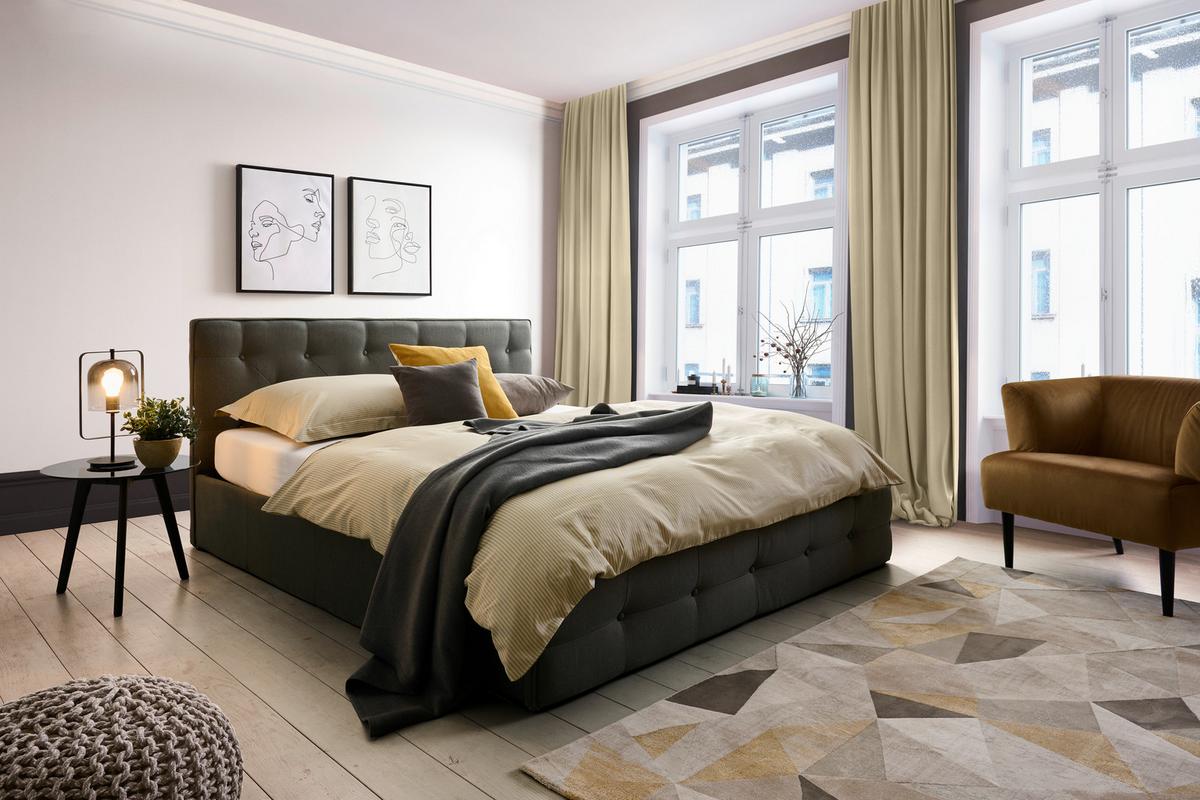 Polsterbett Padua Dunkelgrau 180x200 cm - Dunkelgrau, MODERN, Holz/Textil (180/200cm) - Carryhome