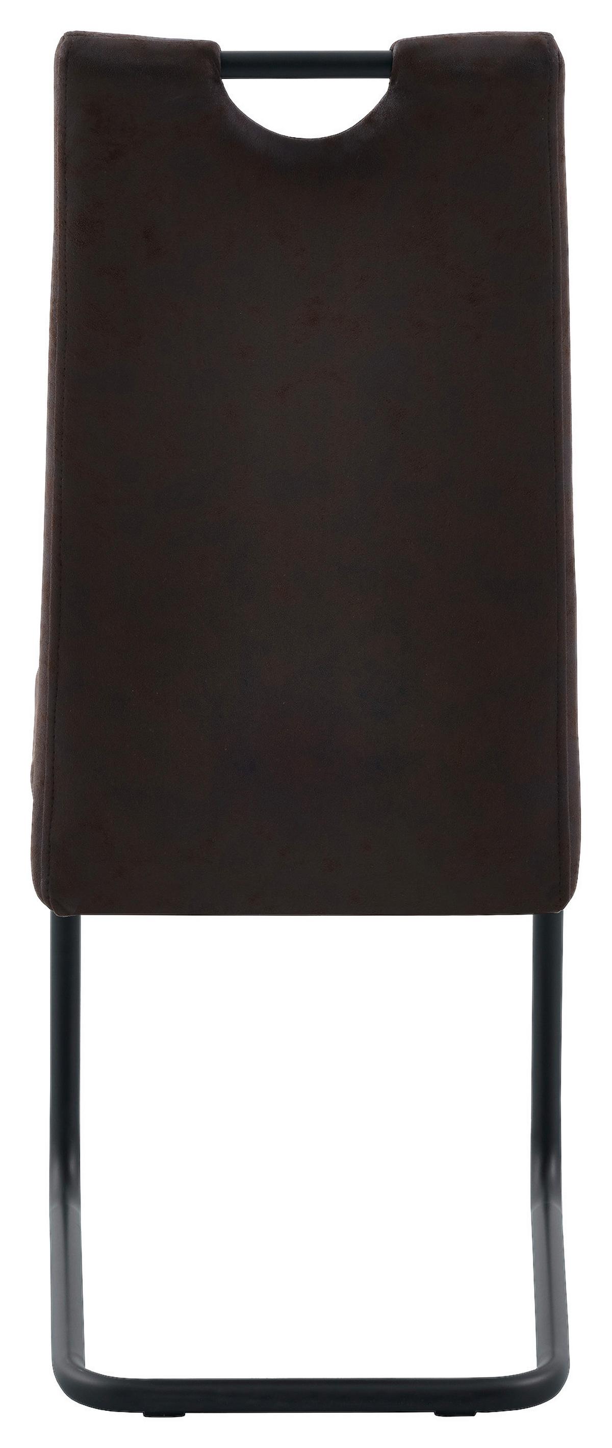 Stuhl Sabrina Microfaser Braun, B: 43 cm - Schwarz/Braun, KONVENTIONELL, Textil/Metall (43/99/61cm)