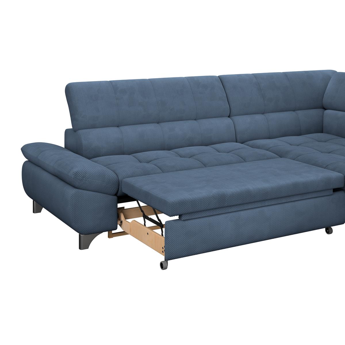 Ecksofa Gemini Dunkelblau, B: 312cm - Chromfarben/Dunkelblau, KONVENTIONELL, Textil (312/234cm)