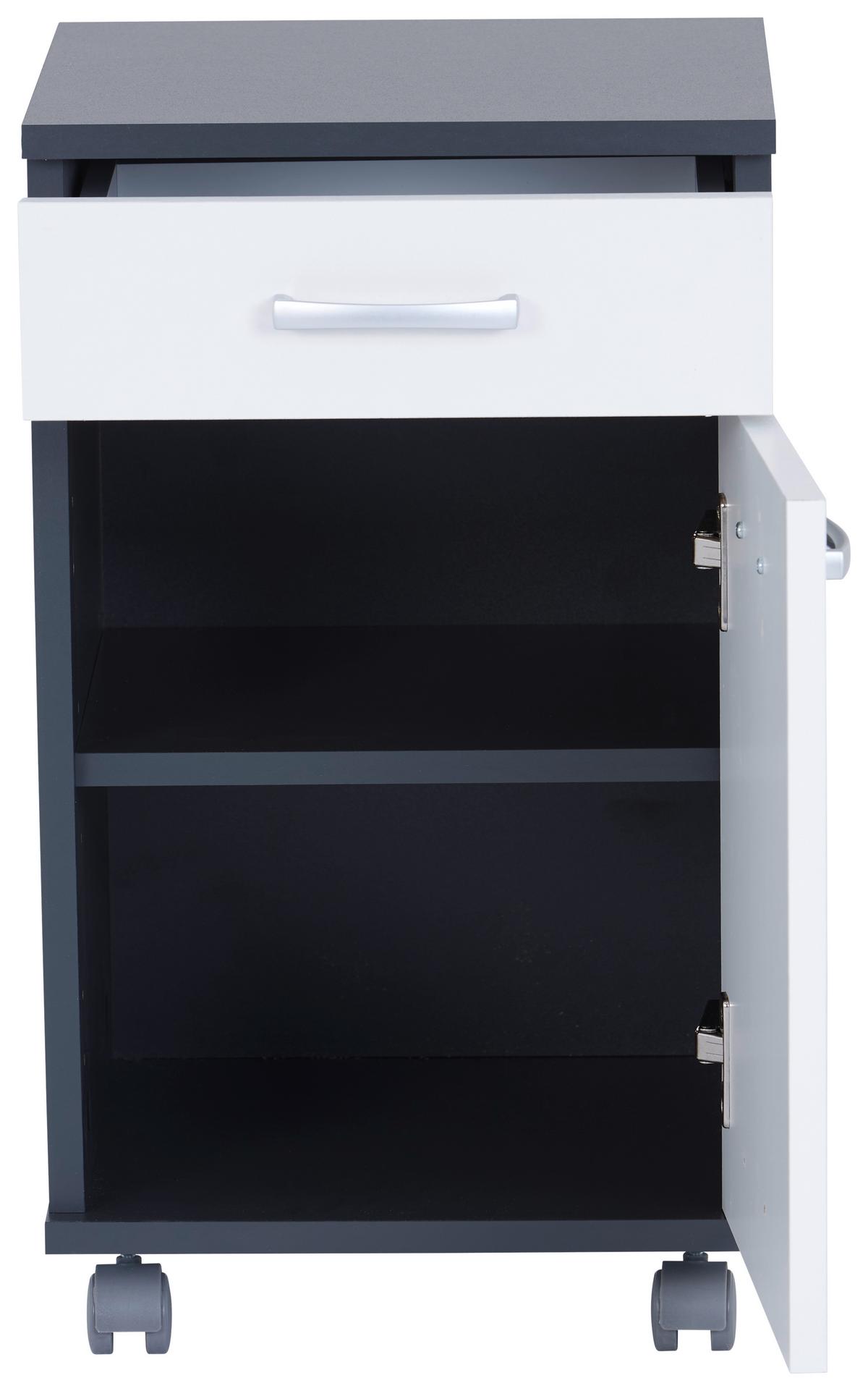 Rollcontainer Anthrazit/Weiß Rimini 33x59,5x38 cm - Anthrazit/Weiß, MODERN, Holzwerkstoff (33/59,5/38cm)