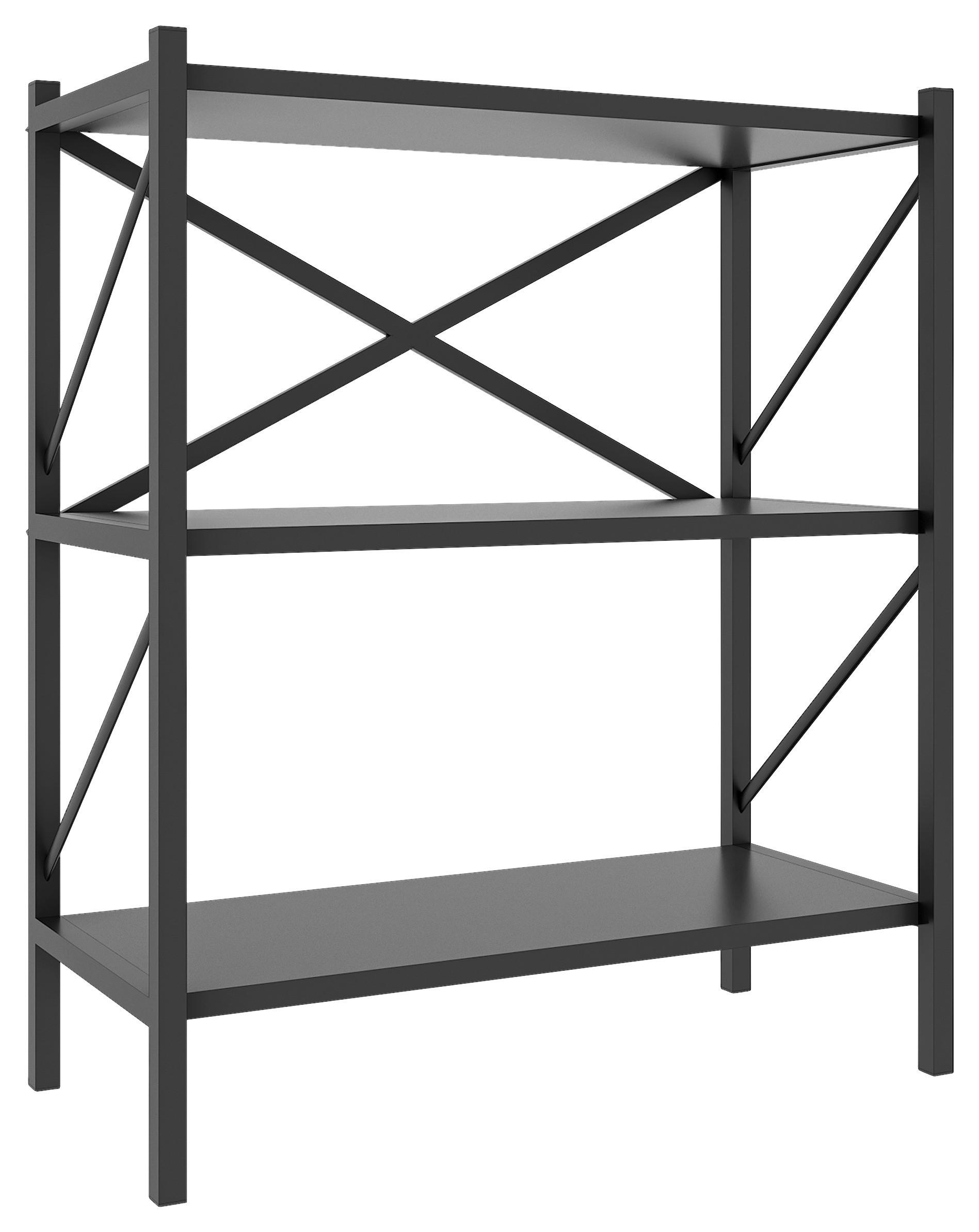 Industriálny regál Insasi, antracitový - antracitová, Modern, kompozitné drevo (66/85/34cm) - MID.YOU