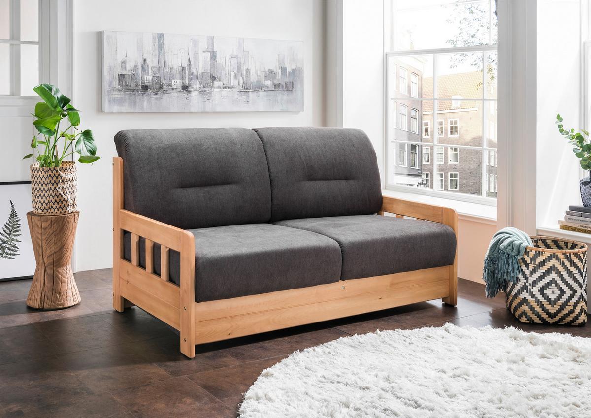 Schlafsofa Camino - Dunkelbraun/Kieferfarben, KONVENTIONELL, Holz/Textil (154/88/90cm) - Livetastic
