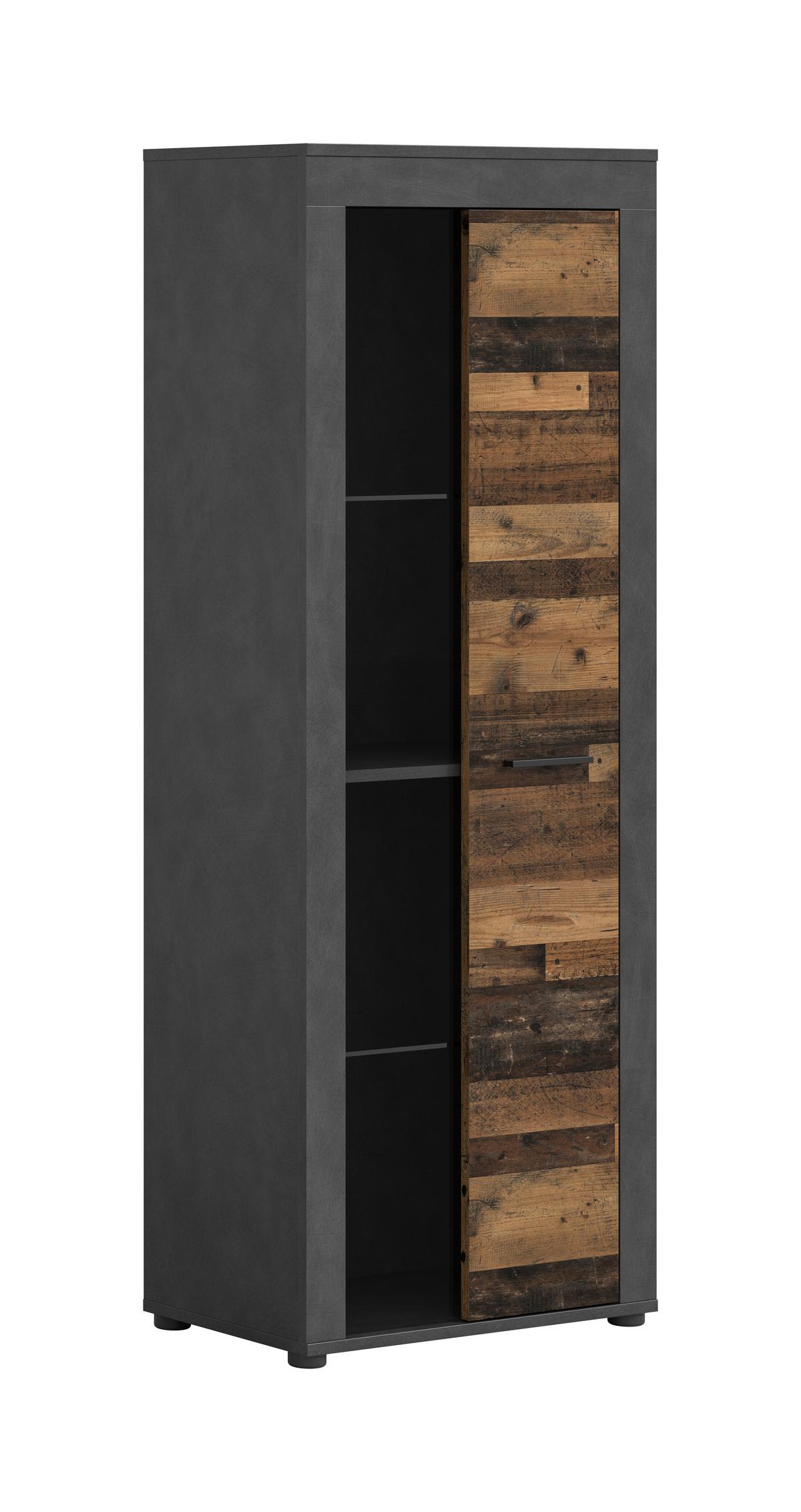 Vitrine Jam Anthrazit/naturfarben B: 60 Cm - Anthrazit/Schwarz, Design, Glas/Holzwerkstoff (60/159/35cm) - MID.YOU
