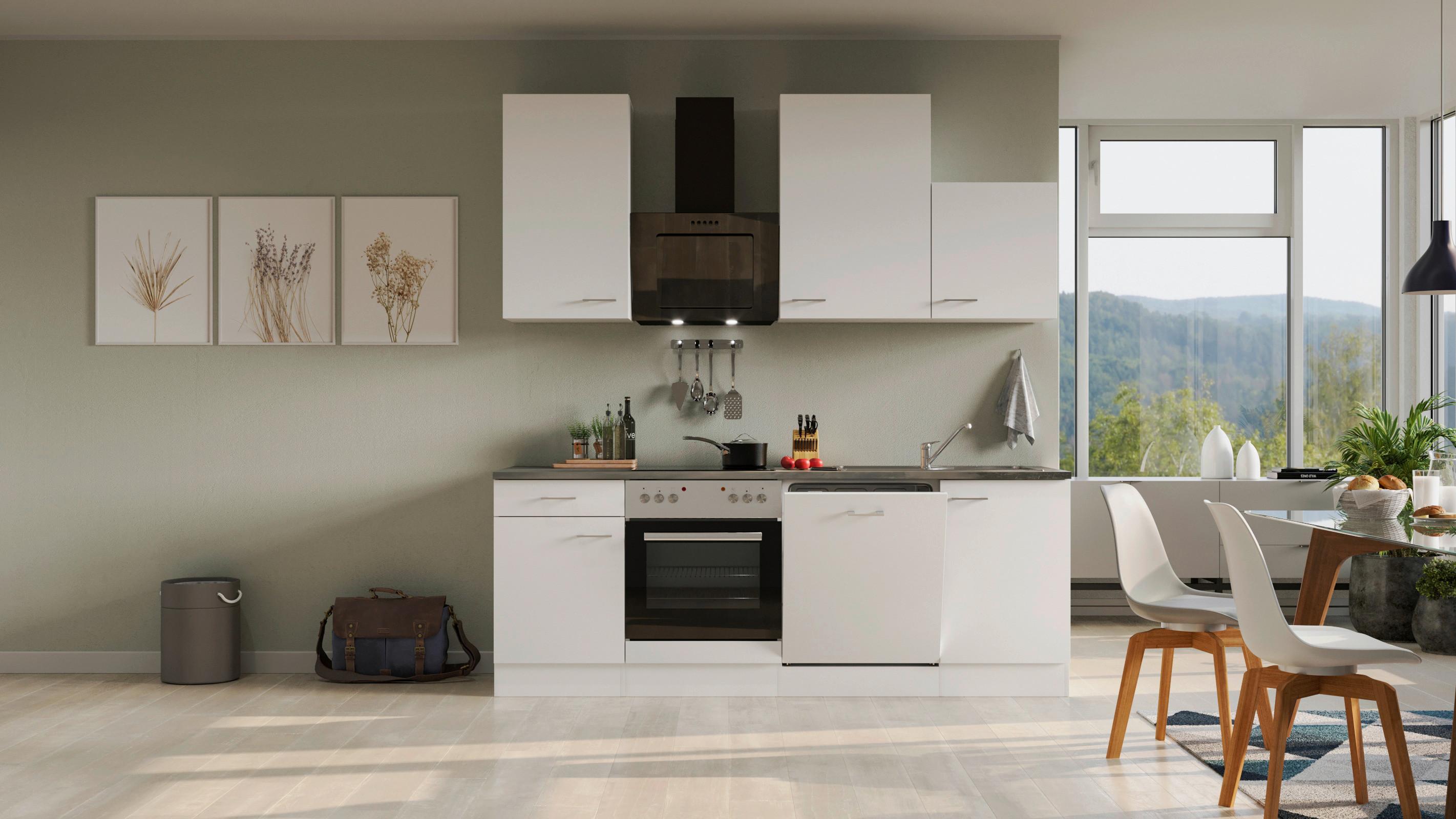 Küchenblock Lucca Weiß/graubraun B: 220 Cm - Graubraun/Weiß, MODERN, Holzwerkstoff (220cm) - FlexWell