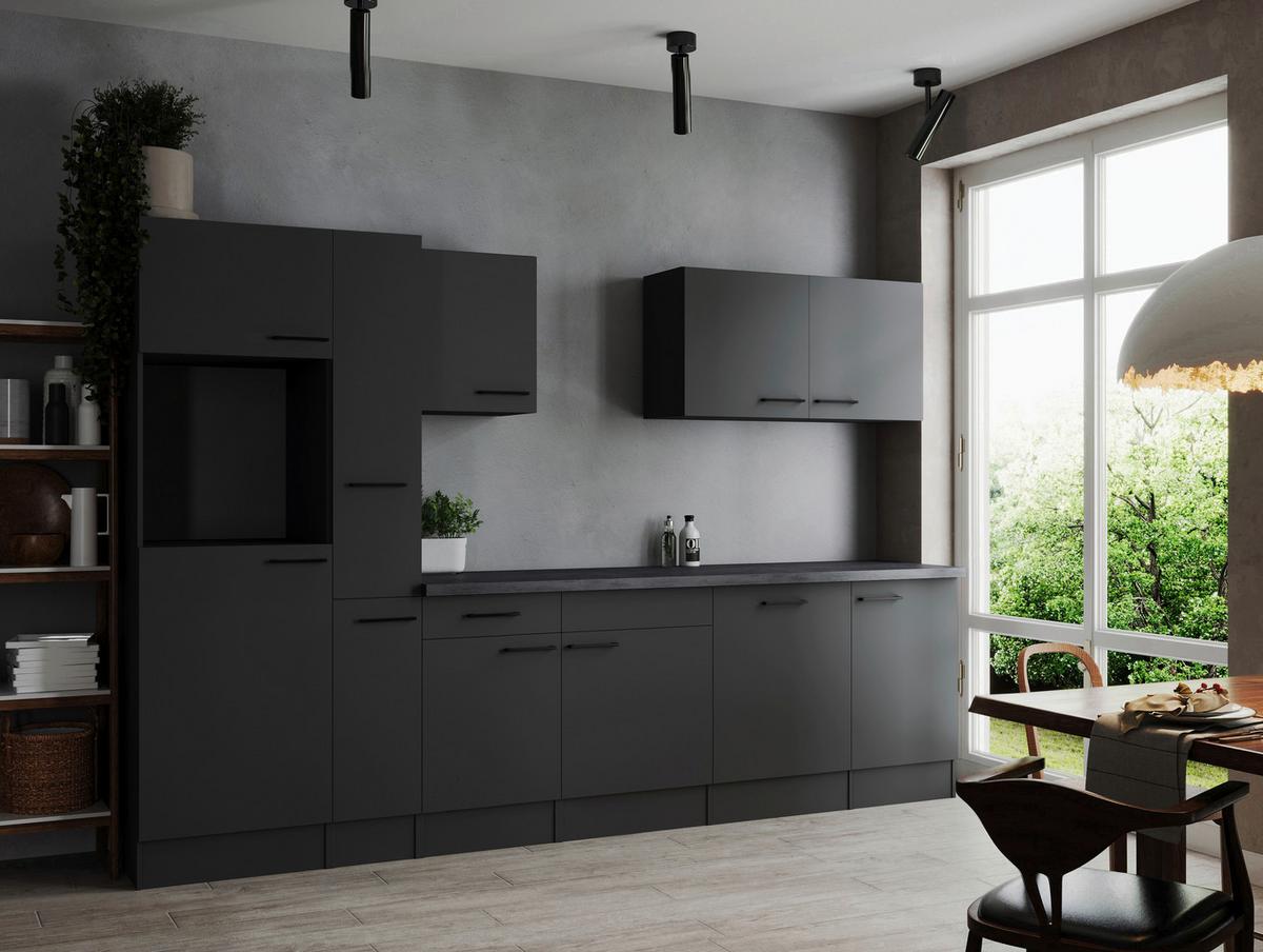 Küchenleerblock Oliver Dunkelgrau B: 310 cm - Dunkelgrau/Grau, Design, Holzwerkstoff (310cm) - Respekta