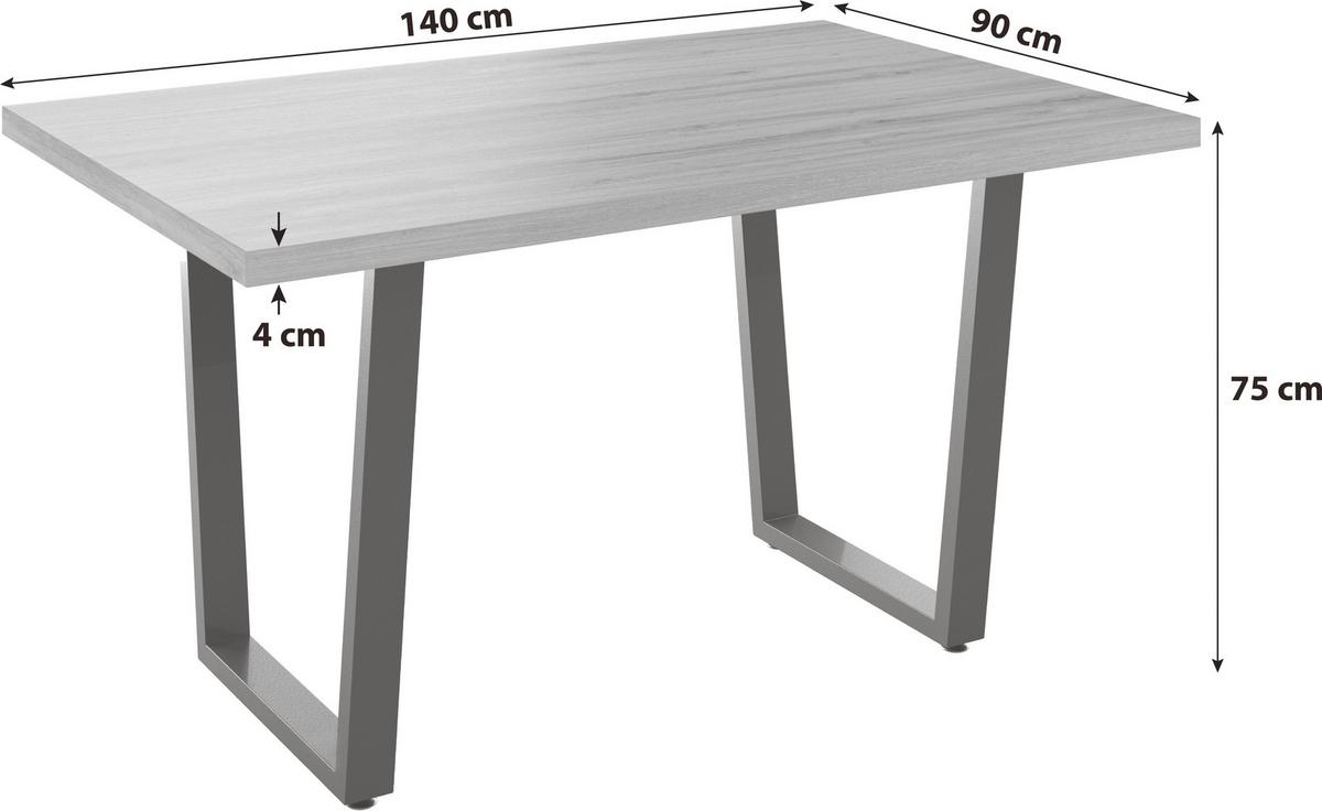 Étkezőasztal Rudi 140 - fekete/Artisan tölgy, Modern, faalapú anyag/fém (140/75/90cm)