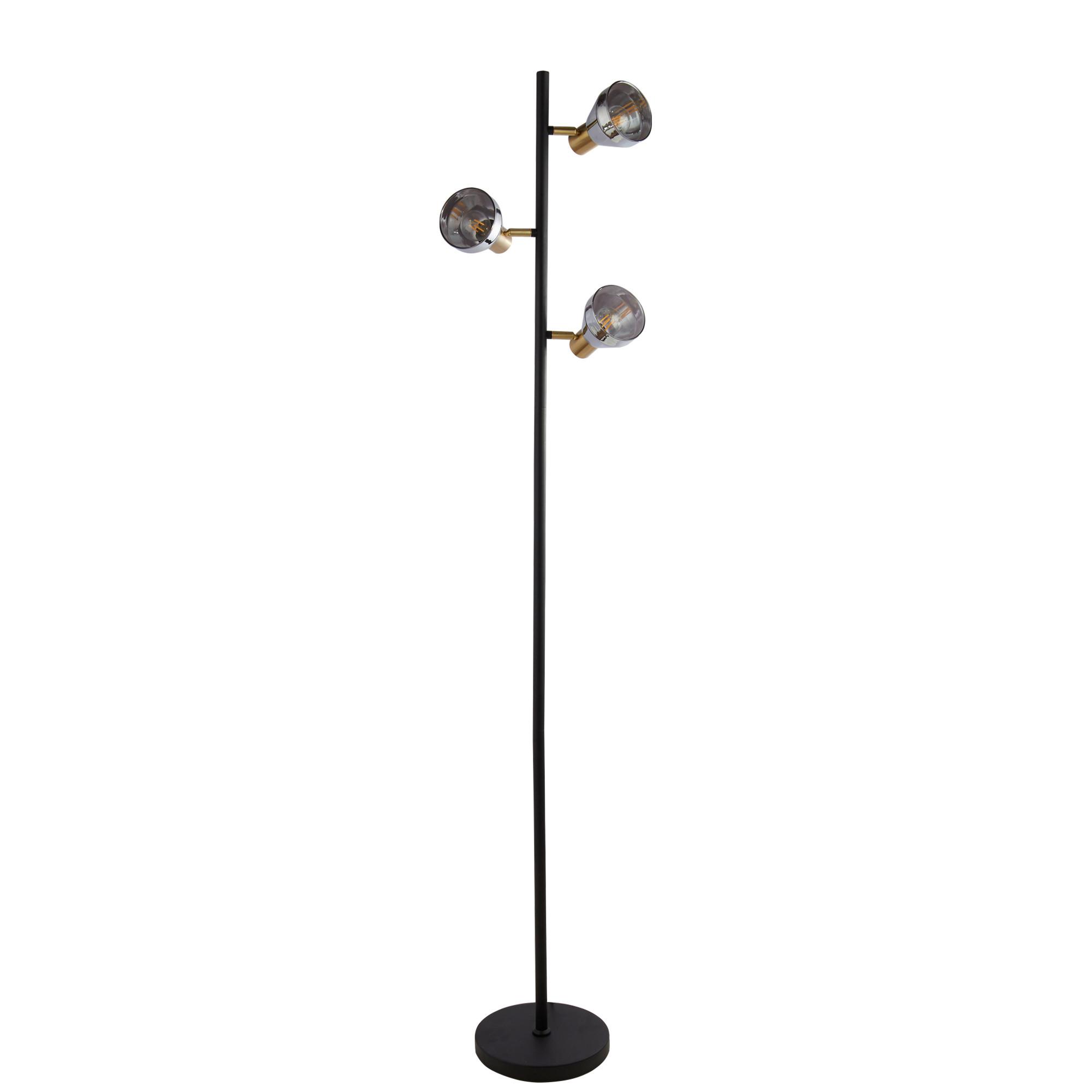 Stehleuchte Westminster Eu23803-3sm - Schwarz, Basics, Glas/Metall (22/32,5/153cm)