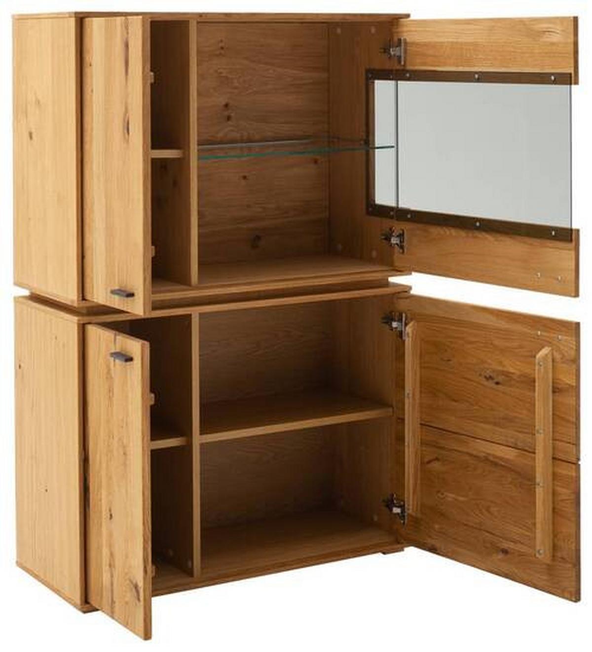 Highboard teilmassiv B: 93 cm Como Wildeiche - Wildeiche, Natur, Glas/Holz (93/137/38cm) - MID.YOU