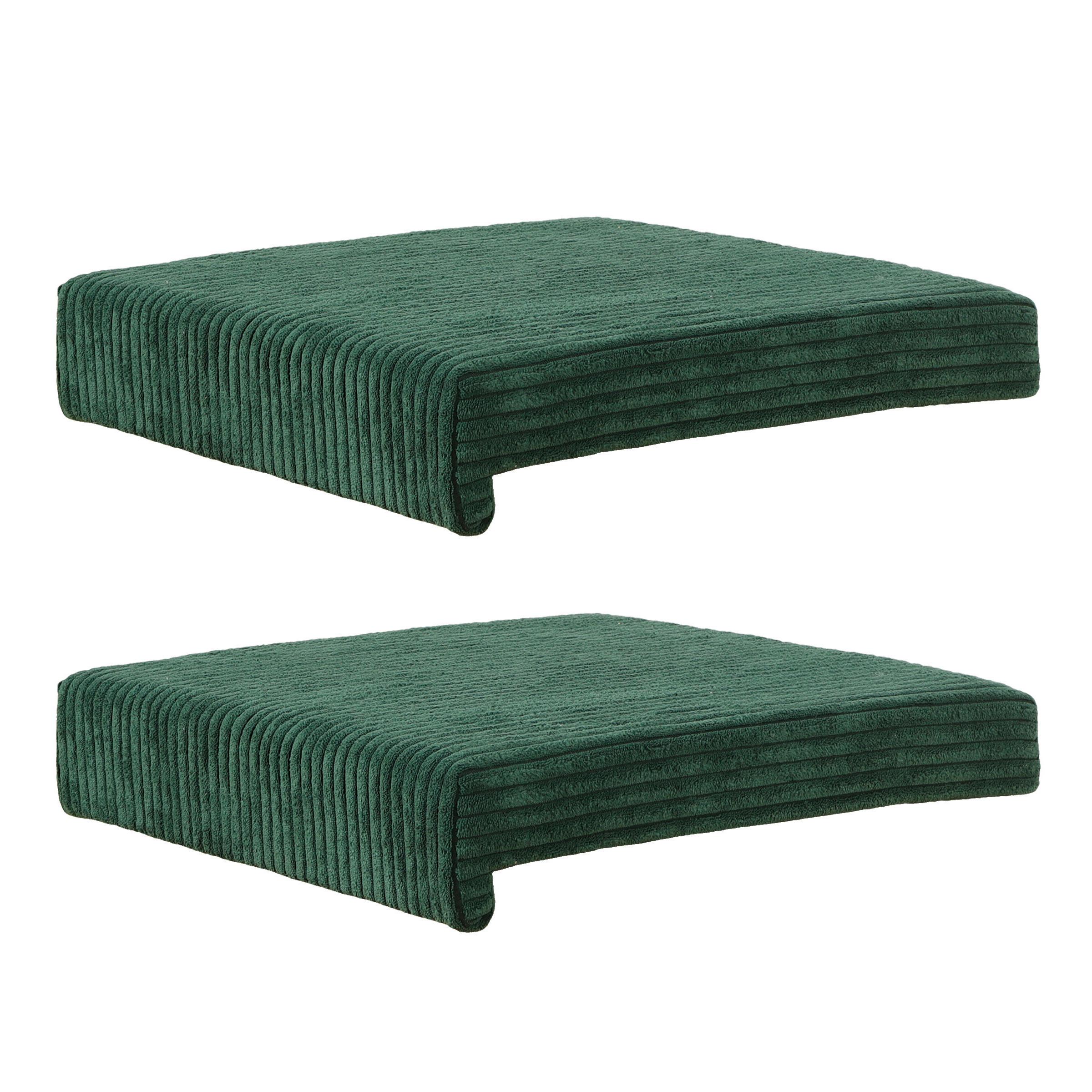 Bankkissen 2-tlg. Set Cord, Grün, Lxb: 40x35/38 Cm - Dunkelgrün, Basics, Textil (40/35/38/5/8cm)