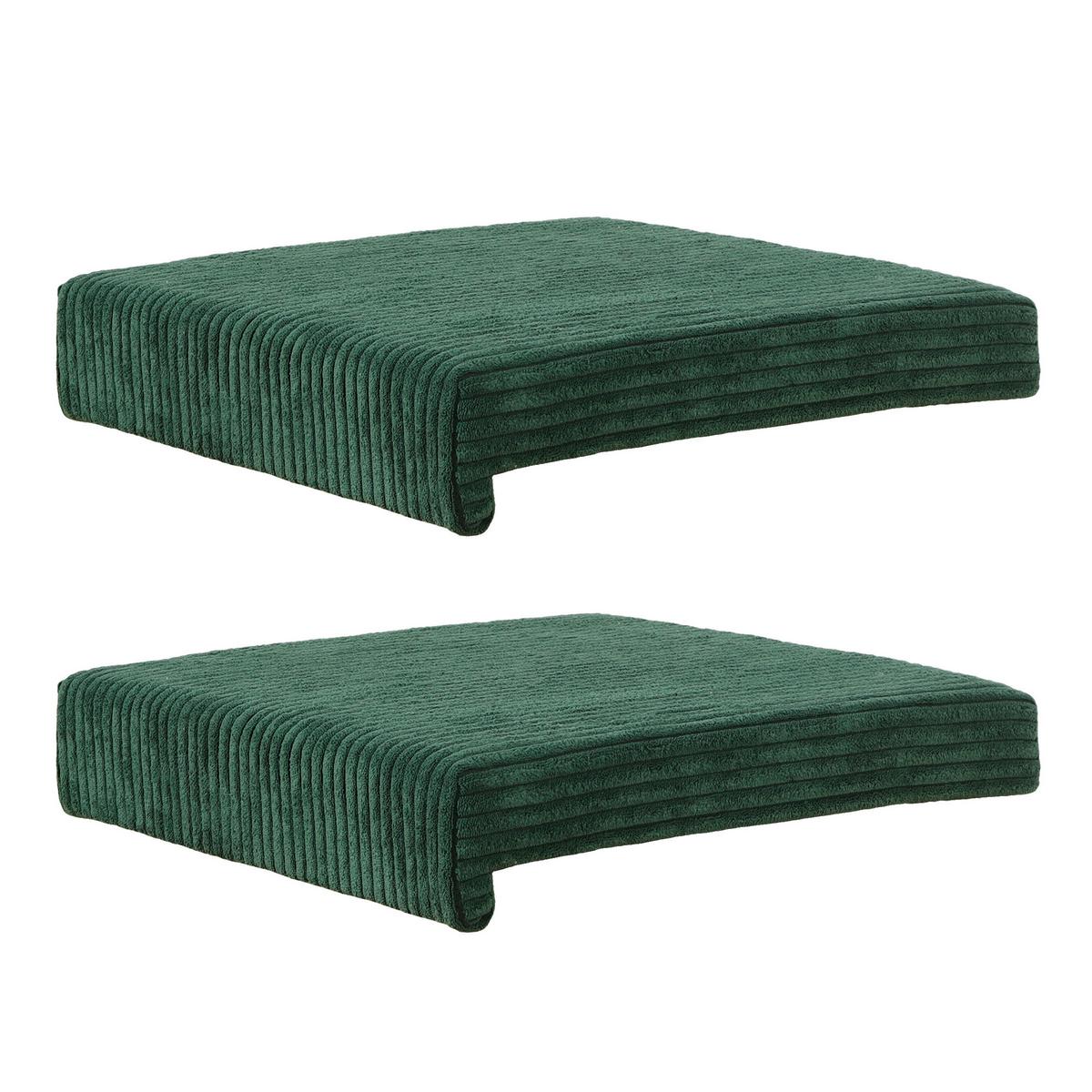 Bankkissen 2-tlg. Set Cord, Grün, Lxb: 40x35/38 Cm - Dunkelgrün, Basics, Textil (40/35/38/5/8cm)