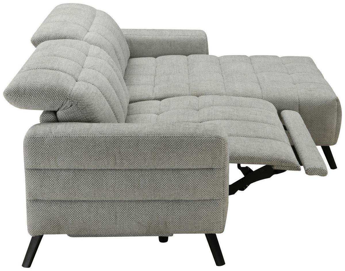 Ecksofa Milano Microfaser Hellgrau, B: 256 Cm - Hellgrau/Schwarz, MODERN, Holz/Textil (256/106cm) - Luca Bessoni