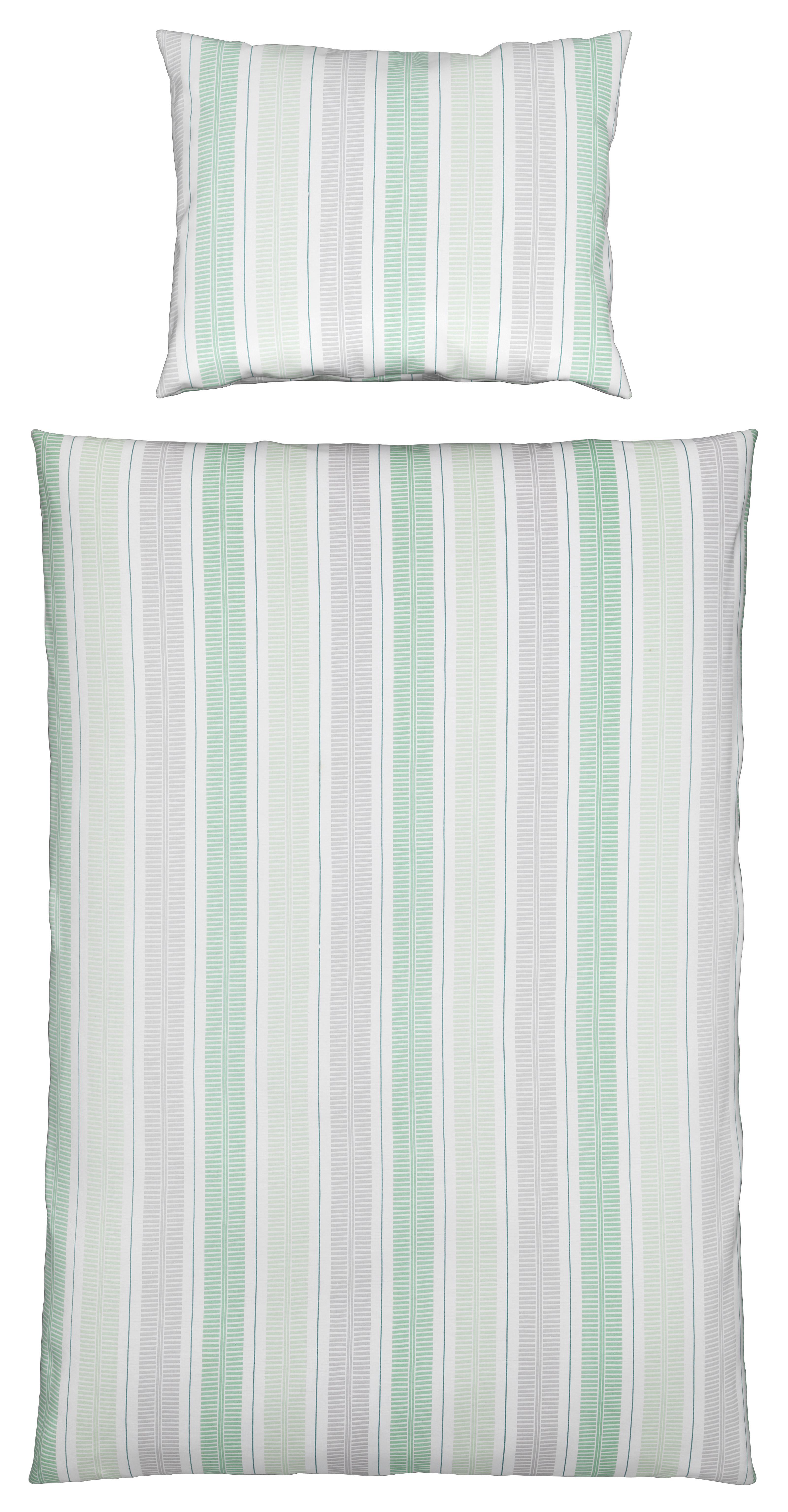 Bettwäsche Aspen - Grau/Grün, MODERN, Textil - Luca Bessoni