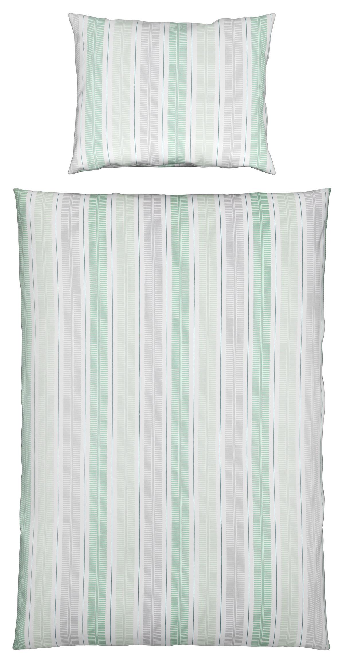 Bettwäsche Aspen - Grau/Grün, MODERN, Textil - Luca Bessoni