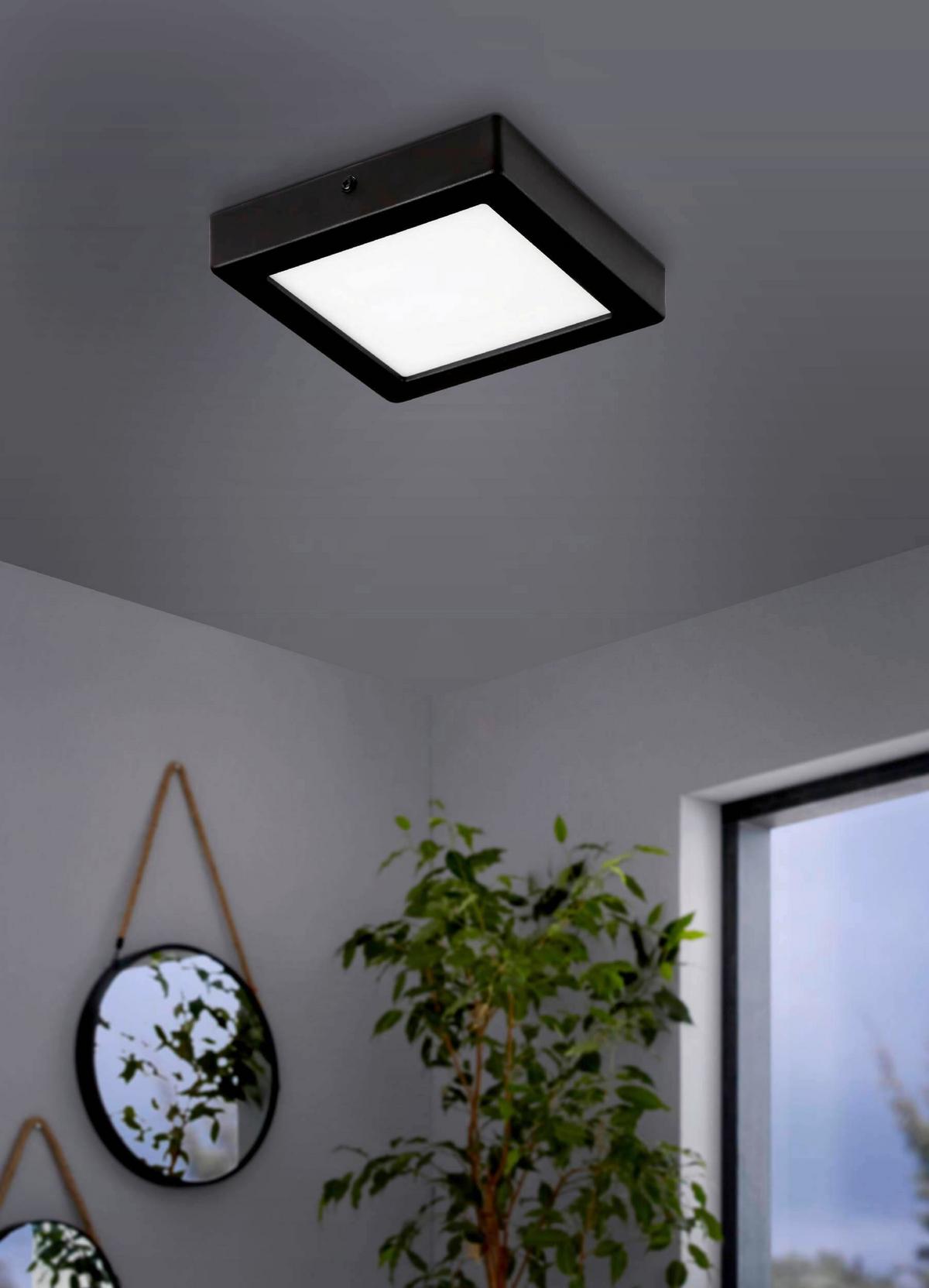 Aufbauleuchte 75605 Idun Weiss/Schwarz - Schwarz/Weiß, Basics, Kunststoff/Metall (17/17/3cm) - Eglo