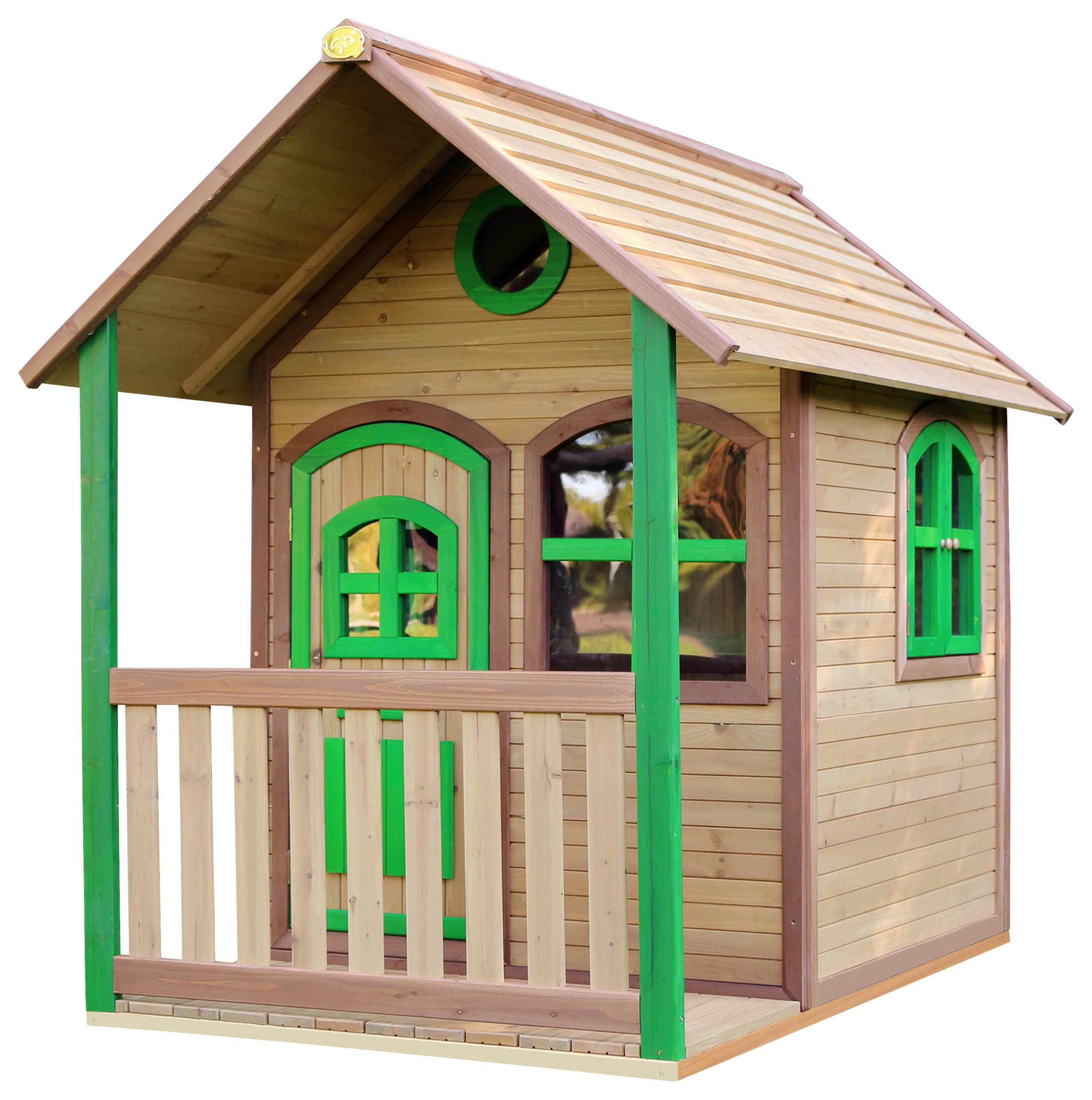 Spielhaus Alex Braun/grün B: 137 Cm - Braun/Grün, KONVENTIONELL, Holz (137/178/191cm) - Ambia Garden