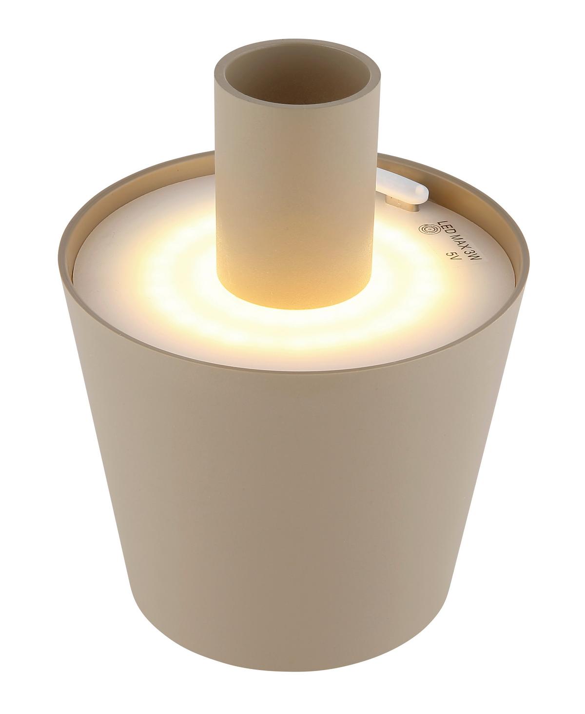 Akku-Tischleuchte 58438ss für Flaschenhals 3cm - Sandfarben, Trend, Kunststoff/Metall (10,6/13cm) - Globo