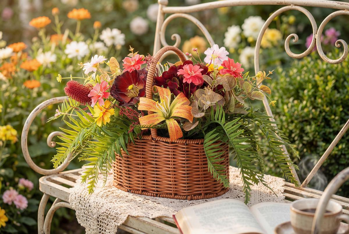 Kunstpflanze Nick - Pink/Rotbraun, KONVENTIONELL, Kunststoff/Textil (45/20/26cm) - Luca Bessoni