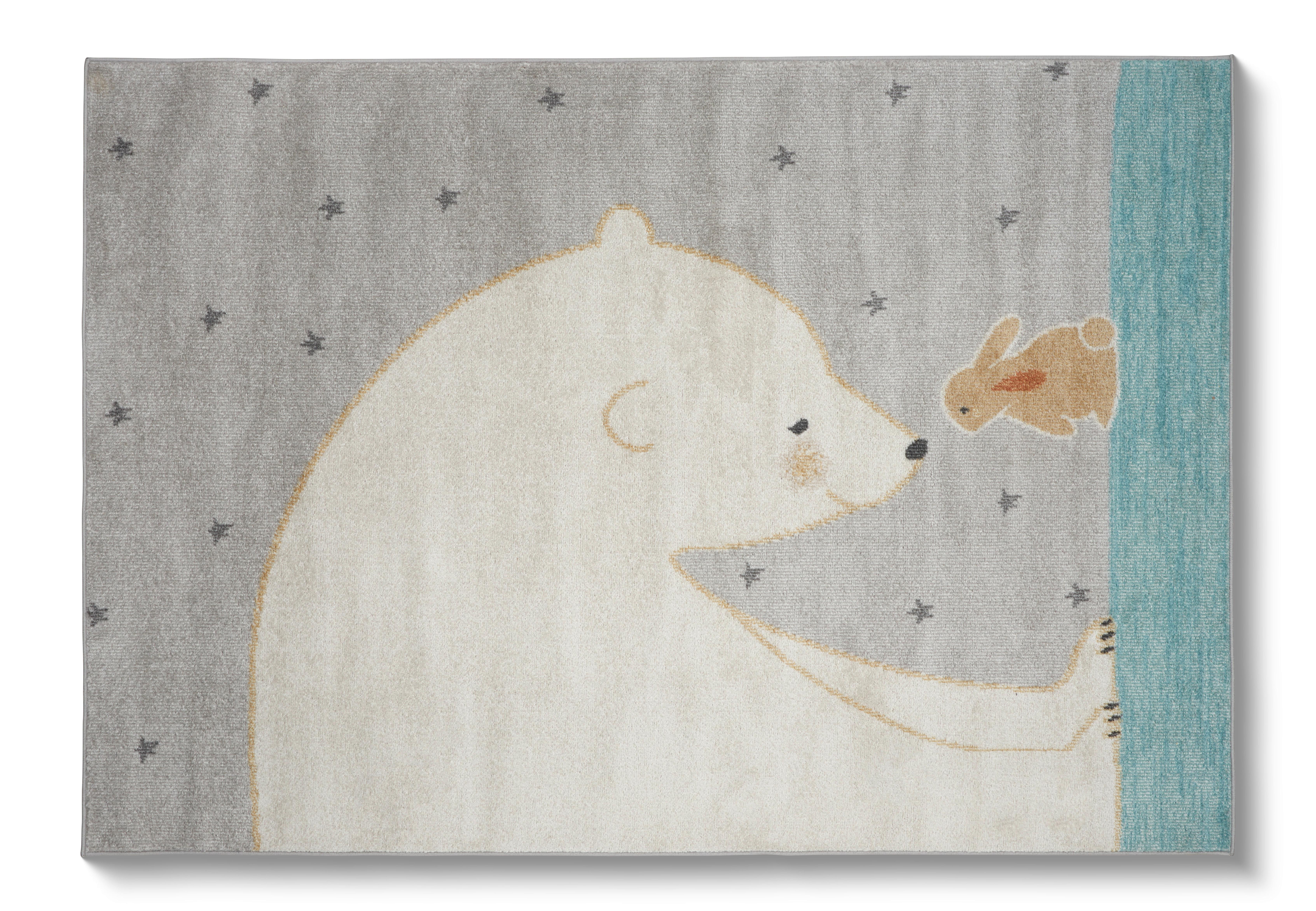 Kinderteppich Bär Grau Winnie 100x150 cm - Hellgrau, Basics, Textil (100/150cm) - Luca Bessoni