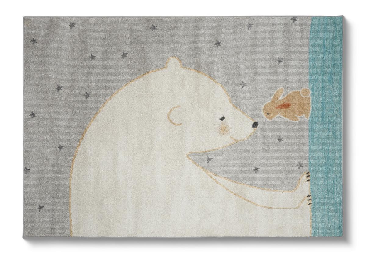 Kinderteppich Bär Grau Winnie 100x150 cm - Hellgrau, Basics, Textil (100/150cm) - Luca Bessoni