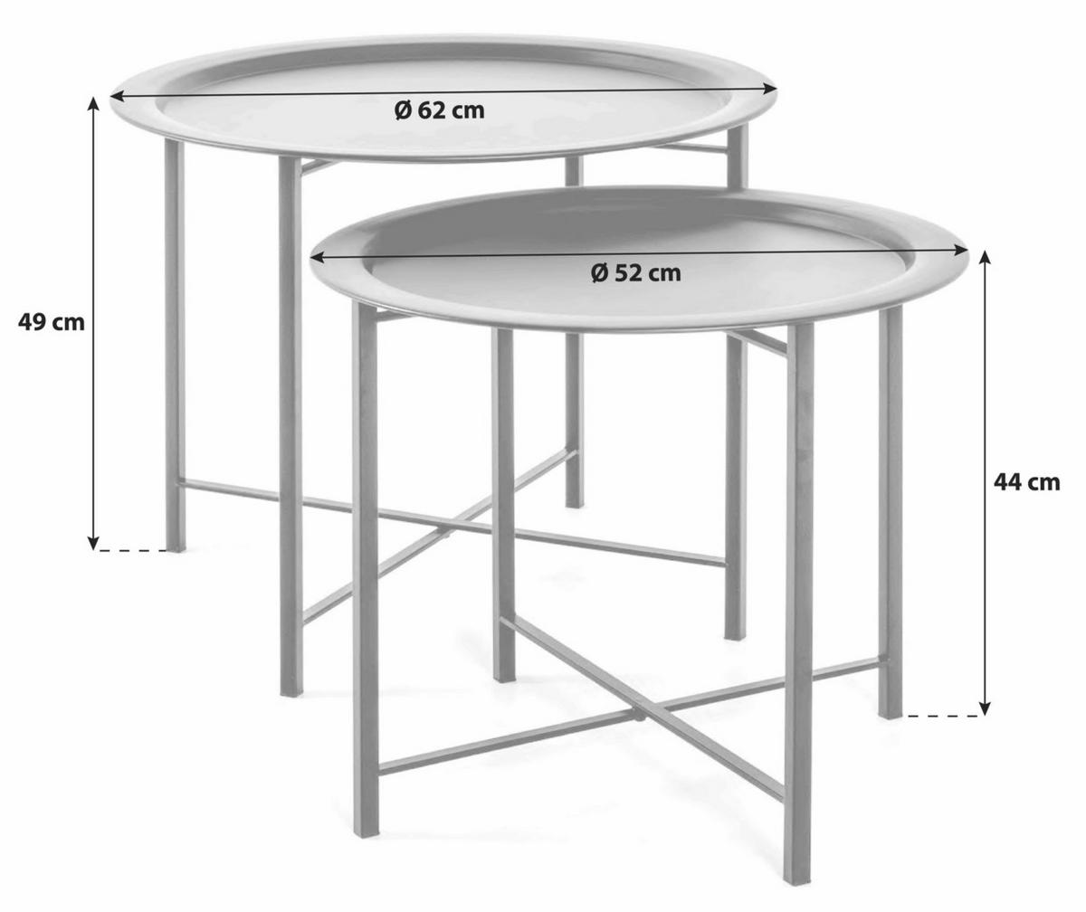 Couchtisch Set Rund Schwarz - Schwarz, Basics, Metall (64/11/65cm)