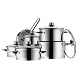 Kochtopfset Saphir 11-teilig - Silberfarben, MODERN, Glas/Metall - WMF