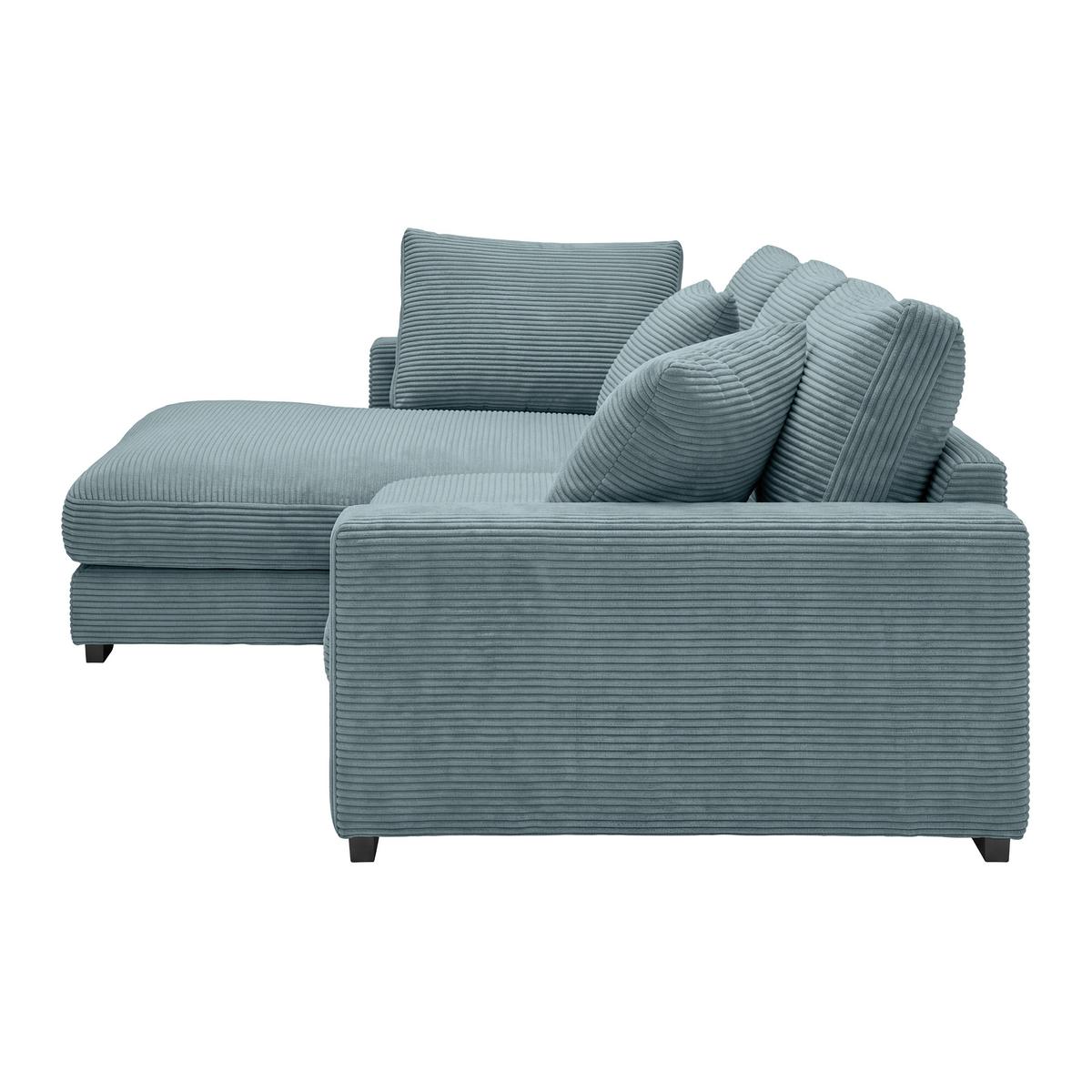 Rohová sedačka PEDRO, levá, petrolejový manšestr - petrolej/černá, Moderní, textil/plast (190/300cm) - Mömax