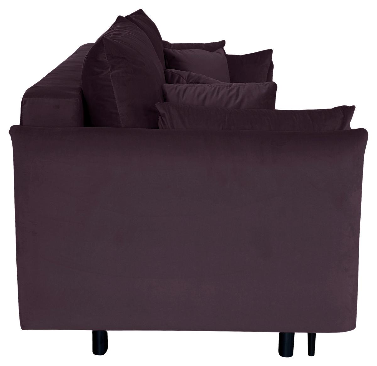Schlafsofa Mit Bettkasten Orlando Aubergine B: 220 Cm - Aubergine/Schwarz, Design, Textil (220/96/102cm) - MID.YOU