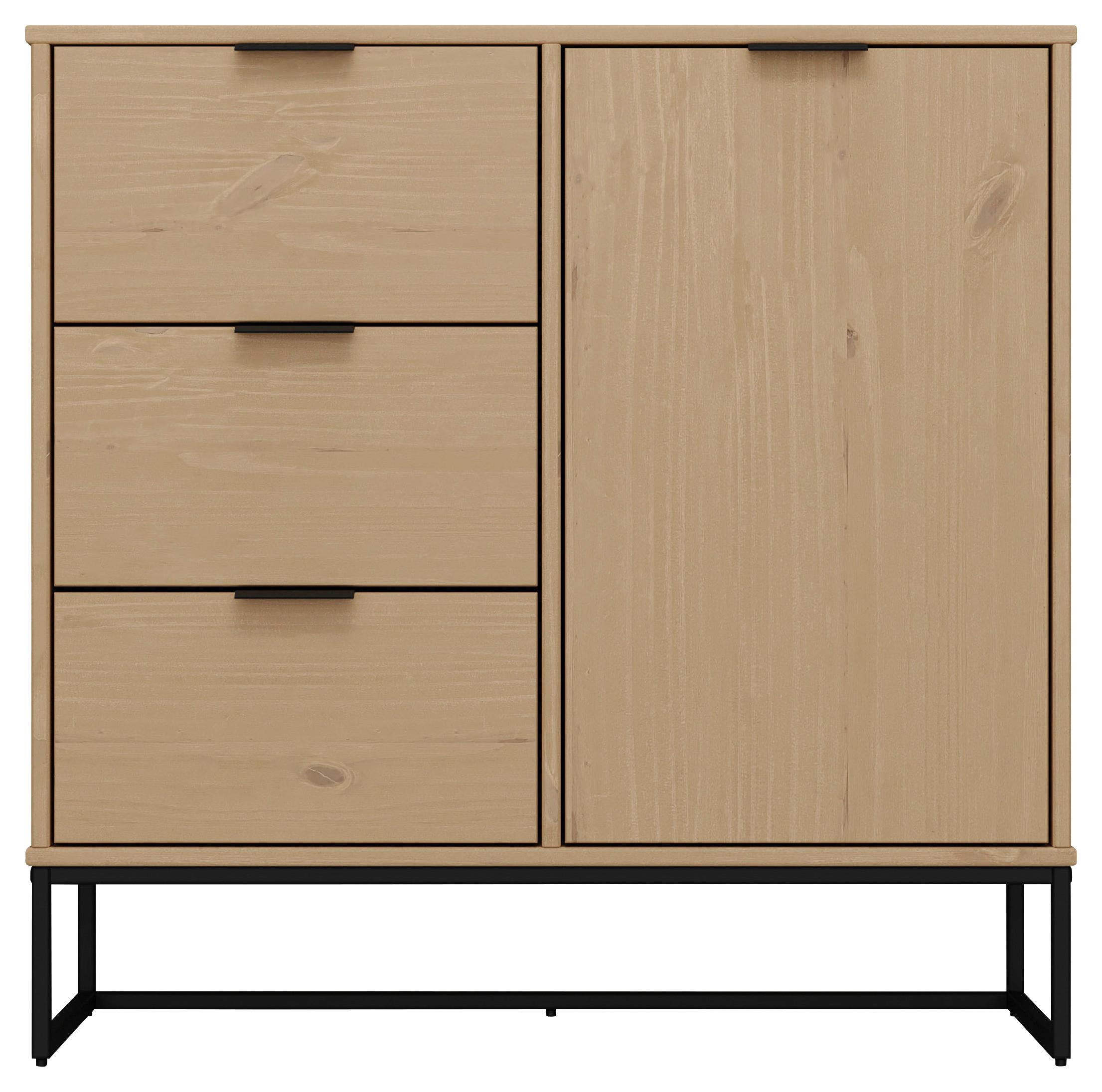 Kommode 101 cm Vivo, Eichefarben - Eichefarben/Schwarz, Design, Holz (101/80/45cm) - Livetastic