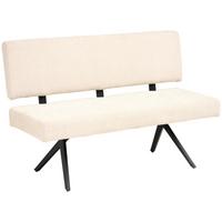Sitzbank mit Lehne Chios Leinenoptik beige, B: 140cm - Beige/Schwarz, KONVENTIONELL, Textil/Metall (140/90/62cm) - Livetastic