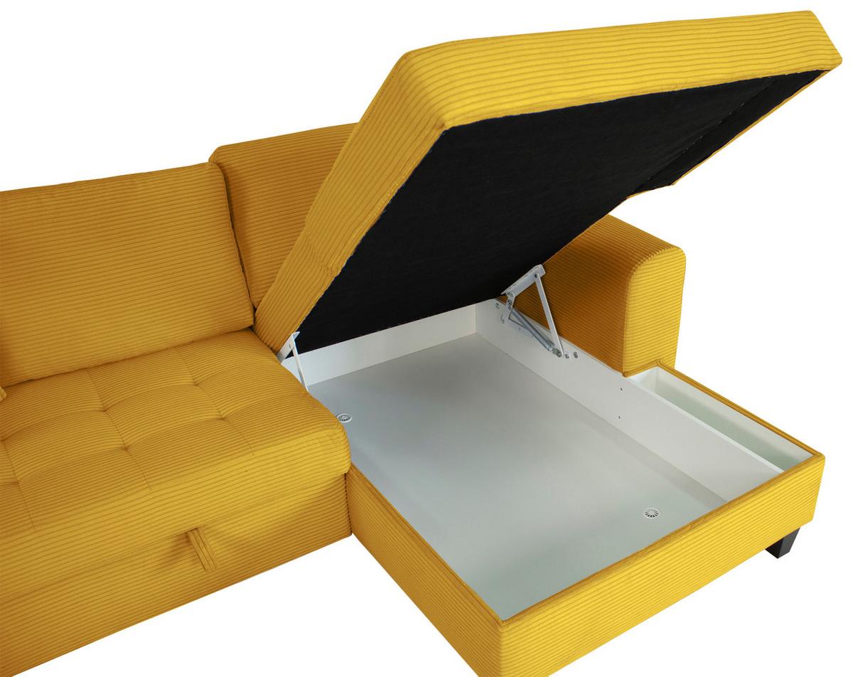 Ecksofa Moritz Senfgelb S: ca. 265x155 cm - Senfgelb, Trend, Textil (265/155cm)