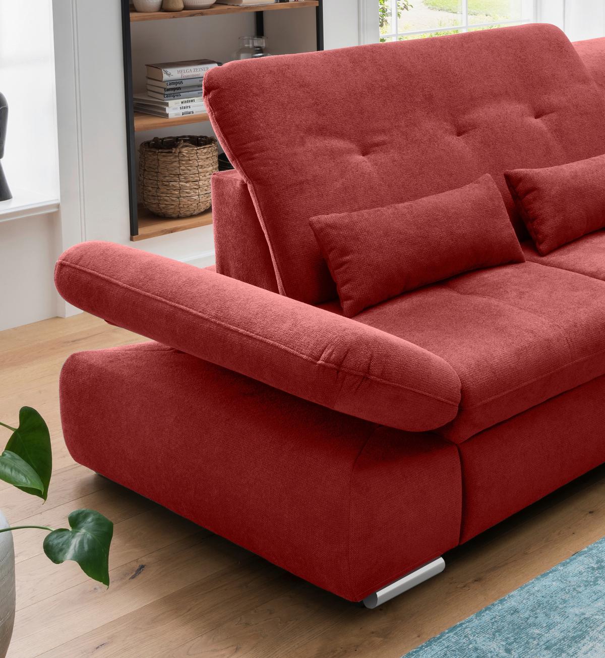 Ecksofa Dalida Rot S: 280x254 Cm - Chromfarben/Rot, MODERN, Textil (280/254cm) - Livetastic