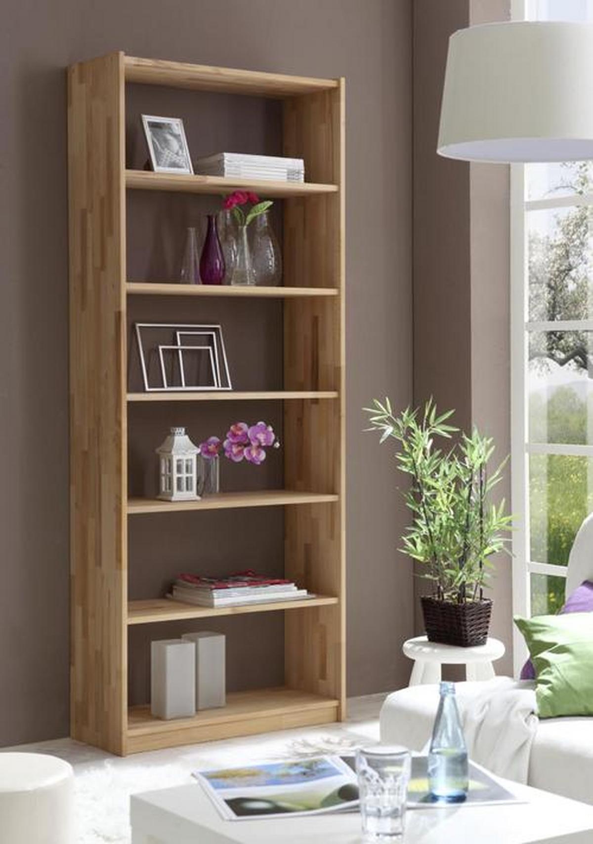 Regal Echtholz Massiv Simon 80 Cm Buche Natur - Buchefarben, Basics, Holz (80/214/31cm) - MID.YOU